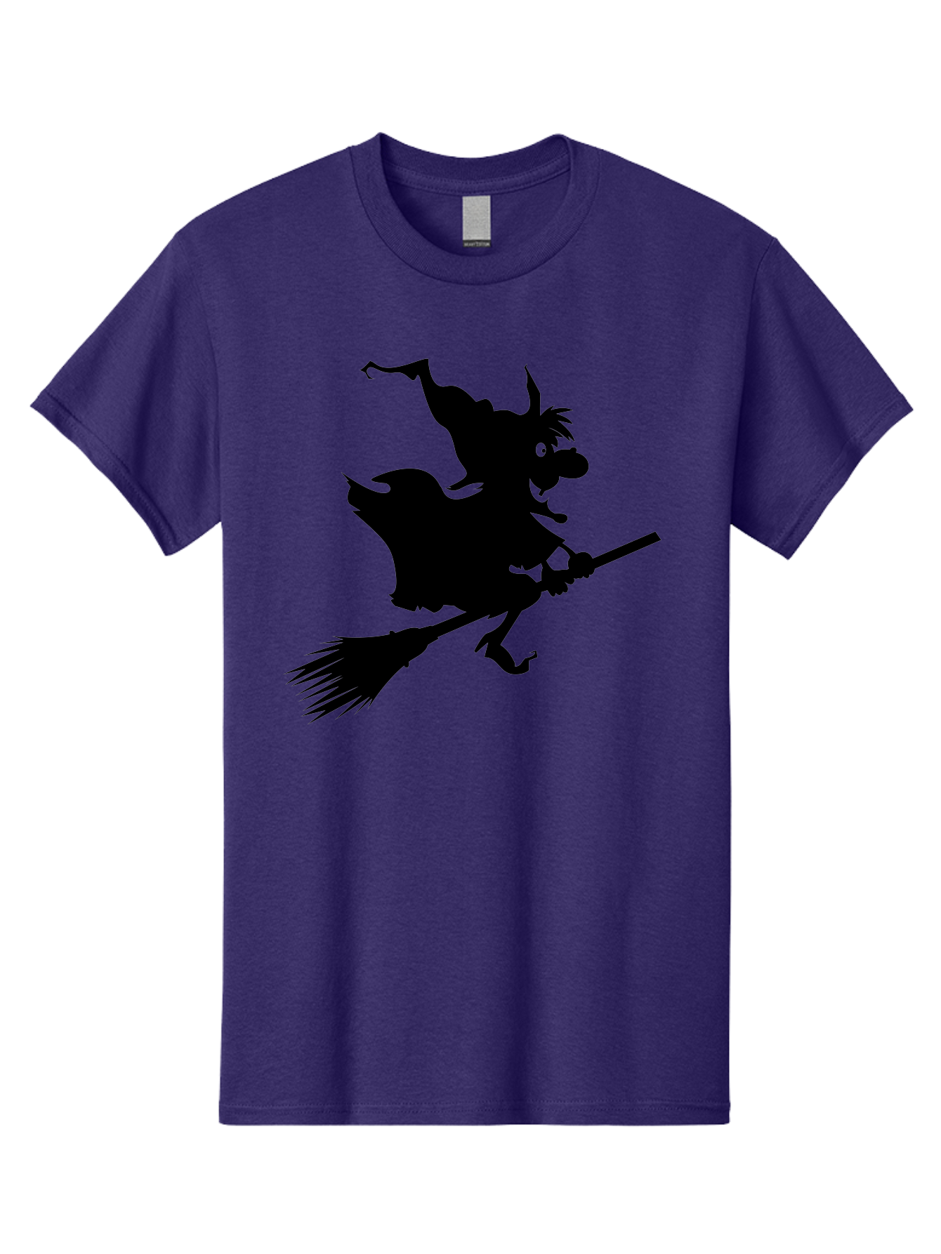 Witch-On-Broomstick Men'S Graphic Tee, 100% Cotton, Comfortable Casual Summer Wear, Machine Washable, Witch On Broomstick, Flying Witch, Halloween Character, Silhouette Art, Magical Creature, Spooky Theme, Mysterious Atmosphere, Aab239