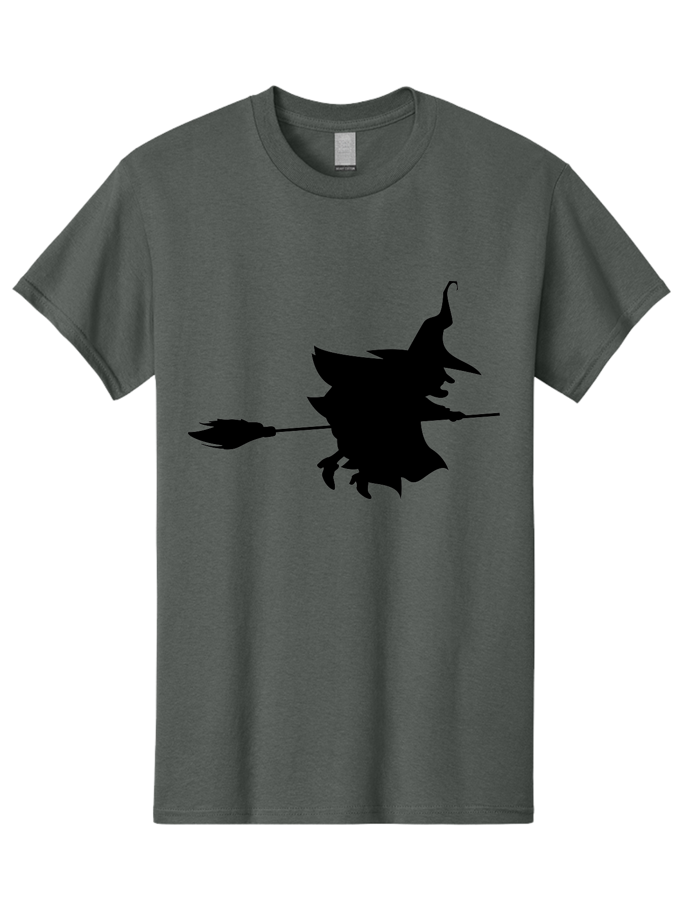 Witch-Silhouette Men'S Graphic Tee, 100% Cotton, Comfortable Casual Summer Wear, Machine Washable, Witch Silhouette, Flying On Broomstick, Halloween Magic, Spooky Atmosphere, Mystical Powers, Flying Witch, Halloween Theme Aab240