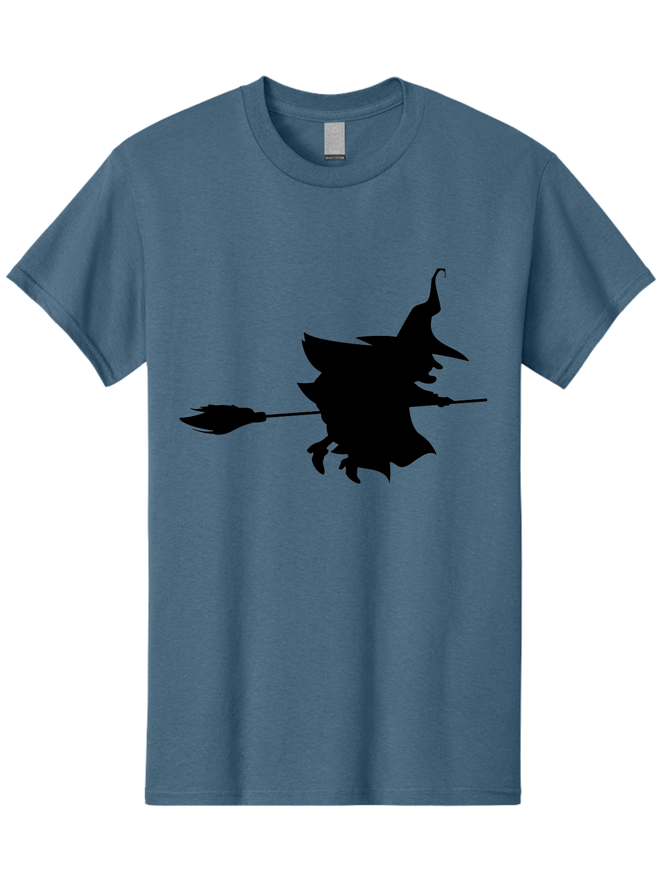 Witch-Silhouette Men'S Graphic Tee, 100% Cotton, Comfortable Casual Summer Wear, Machine Washable, Witch Silhouette, Flying On Broomstick, Halloween Magic, Spooky Atmosphere, Mystical Powers, Flying Witch, Halloween Theme Aab240