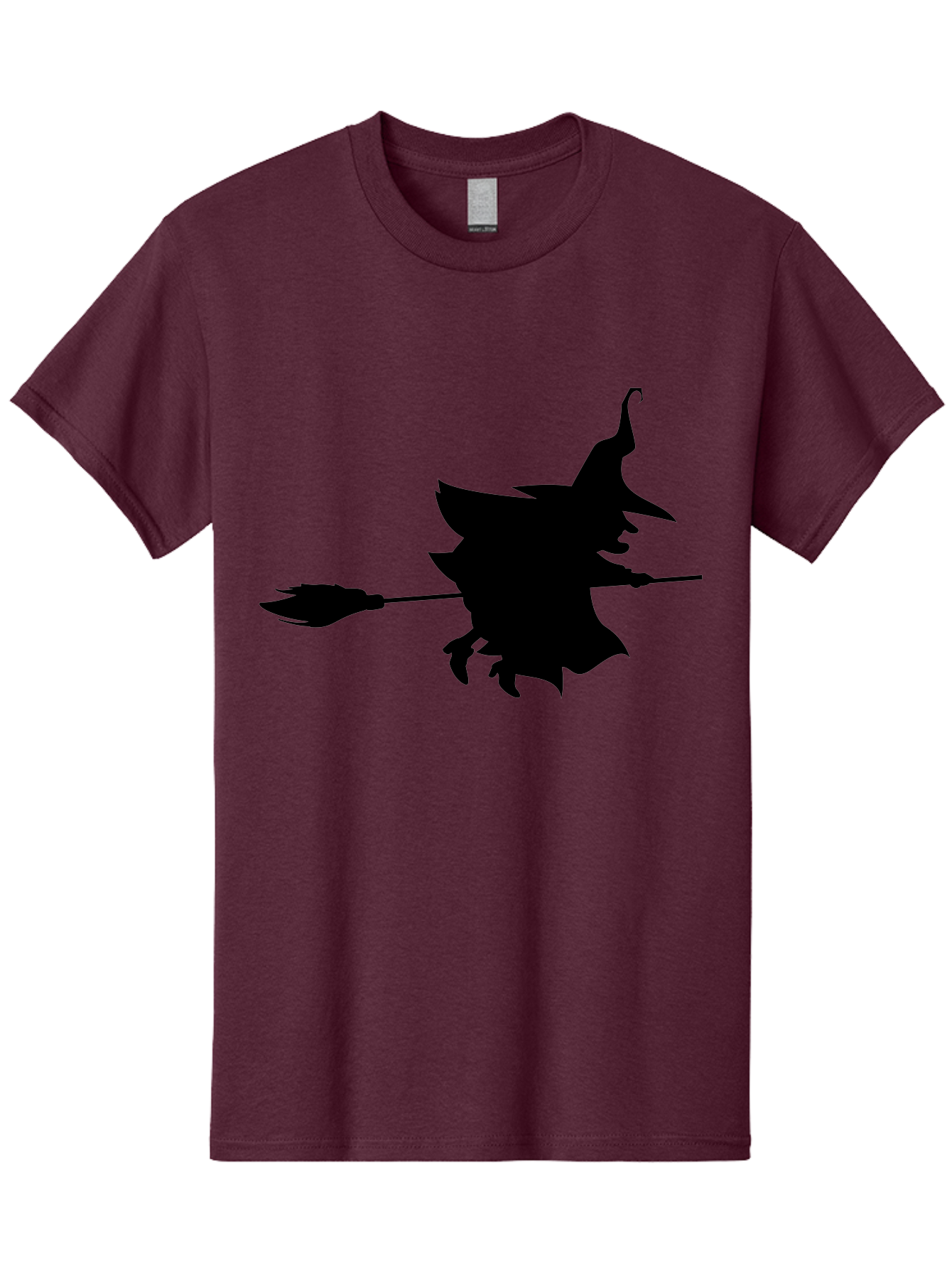 Witch-Silhouette Men'S Graphic Tee, 100% Cotton, Comfortable Casual Summer Wear, Machine Washable, Witch Silhouette, Flying On Broomstick, Halloween Magic, Spooky Atmosphere, Mystical Powers, Flying Witch, Halloween Theme Aab240