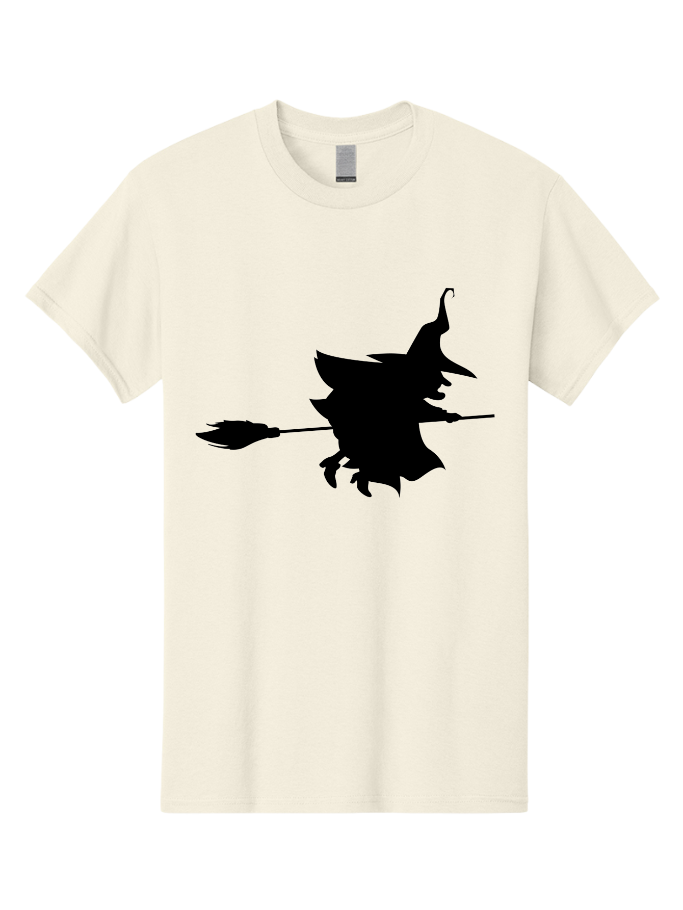 Witch-Silhouette Men'S Graphic Tee, 100% Cotton, Comfortable Casual Summer Wear, Machine Washable, Witch Silhouette, Flying On Broomstick, Halloween Magic, Spooky Atmosphere, Mystical Powers, Flying Witch, Halloween Theme Aab240