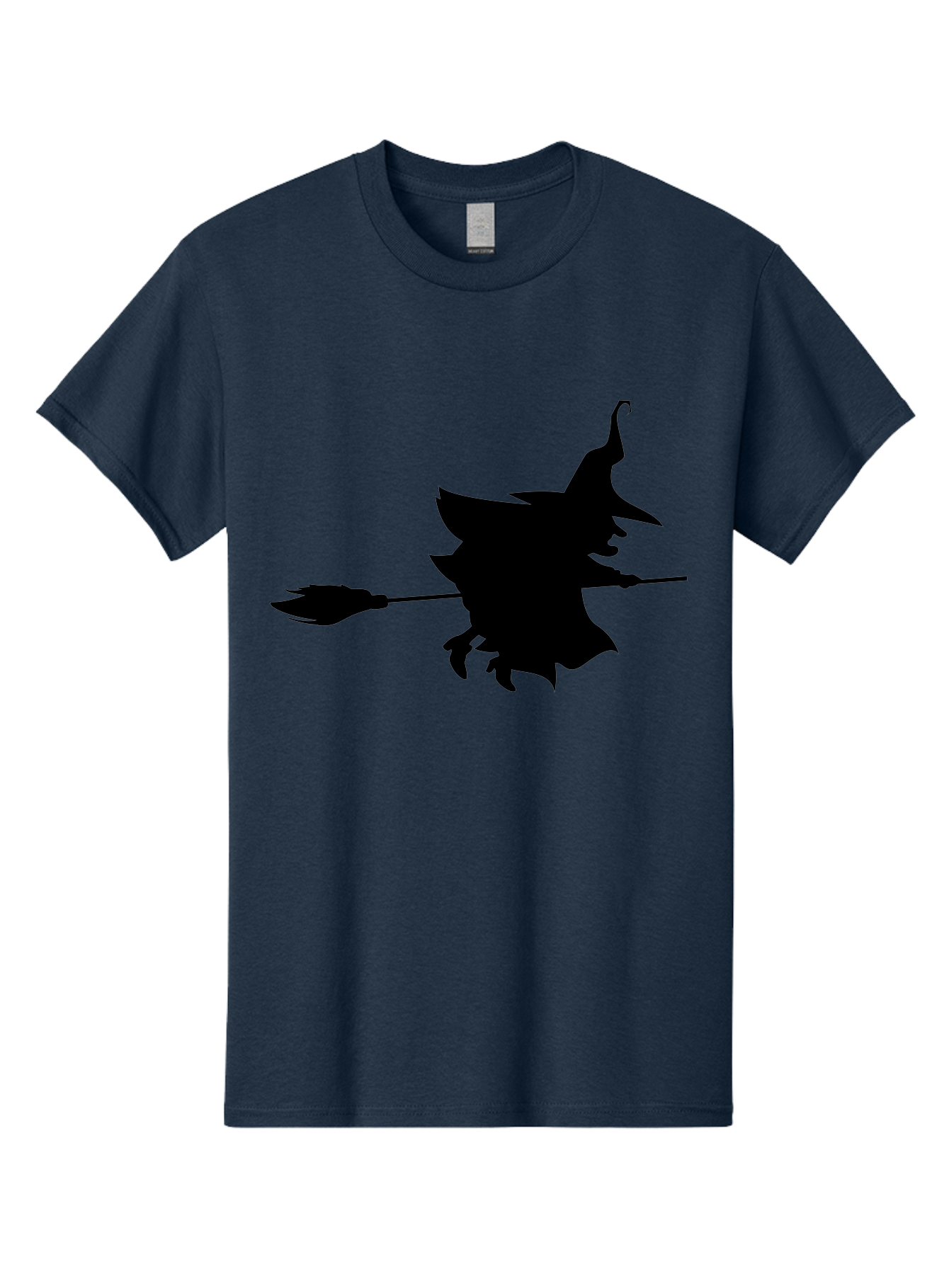 Witch-Silhouette Men'S Graphic Tee, 100% Cotton, Comfortable Casual Summer Wear, Machine Washable, Witch Silhouette, Flying On Broomstick, Halloween Magic, Spooky Atmosphere, Mystical Powers, Flying Witch, Halloween Theme Aab240