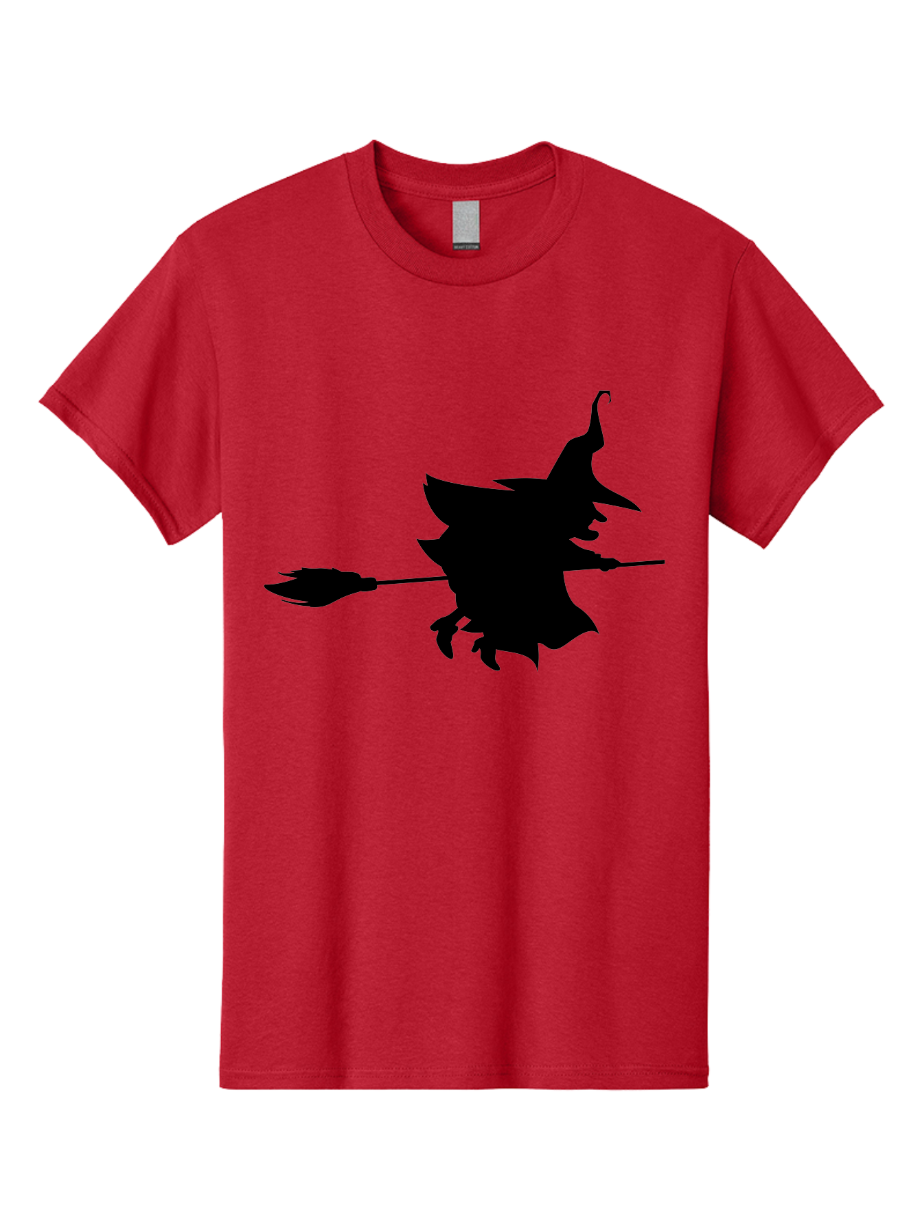 Witch-Silhouette Men'S Graphic Tee, 100% Cotton, Comfortable Casual Summer Wear, Machine Washable, Witch Silhouette, Flying On Broomstick, Halloween Magic, Spooky Atmosphere, Mystical Powers, Flying Witch, Halloween Theme Aab240