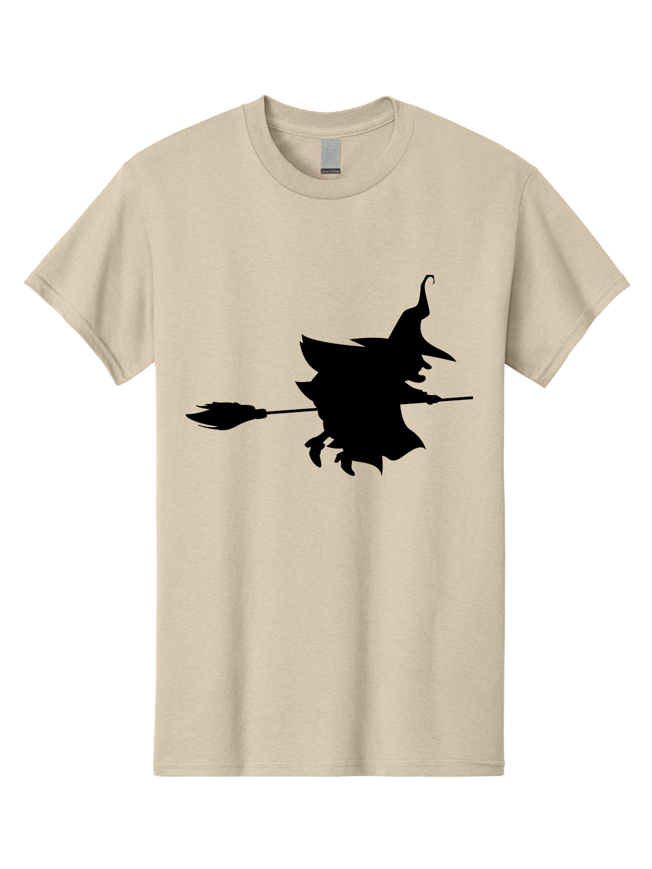 Witch-Silhouette Men'S Graphic Tee, 100% Cotton, Comfortable Casual Summer Wear, Machine Washable, Witch Silhouette, Flying On Broomstick, Halloween Magic, Spooky Atmosphere, Mystical Powers, Flying Witch, Halloween Theme Aab240