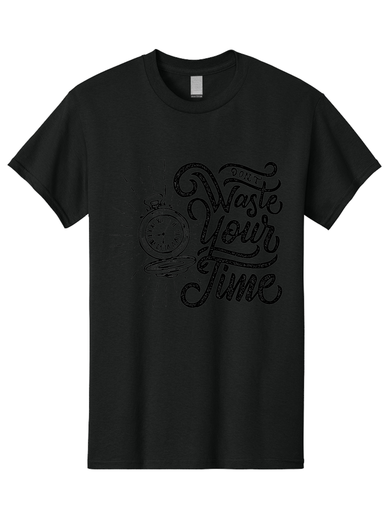 Don-T-Waste-Your-Time-1 Men'S Graphic Tee, 100% Cotton, Comfortable Casual Summer Wear, Machine Washable, Pocket Watch, Motivational Quote, Time Management, Productivity, Inspirational Saying, Vintage Clock, Productivity Tip, Time Is Money Aab243