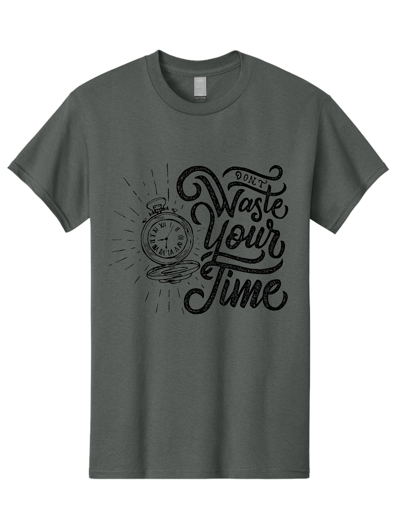Don-T-Waste-Your-Time-1 Men'S Graphic Tee, 100% Cotton, Comfortable Casual Summer Wear, Machine Washable, Pocket Watch, Motivational Quote, Time Management, Productivity, Inspirational Saying, Vintage Clock, Productivity Tip, Time Is Money Aab243