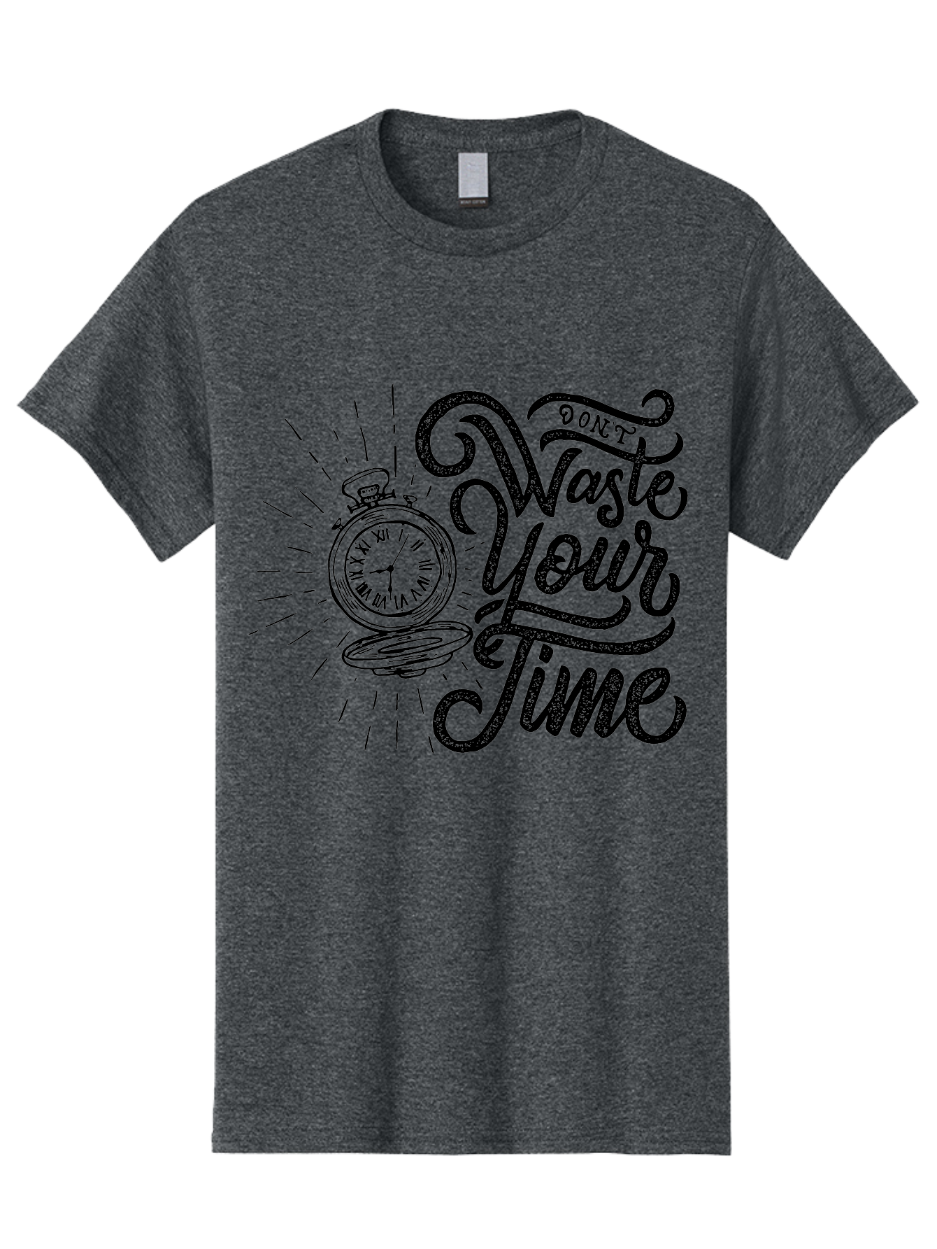 Don-T-Waste-Your-Time-1 Men'S Graphic Tee, 100% Cotton, Comfortable Casual Summer Wear, Machine Washable, Pocket Watch, Motivational Quote, Time Management, Productivity, Inspirational Saying, Vintage Clock, Productivity Tip, Time Is Money Aab243