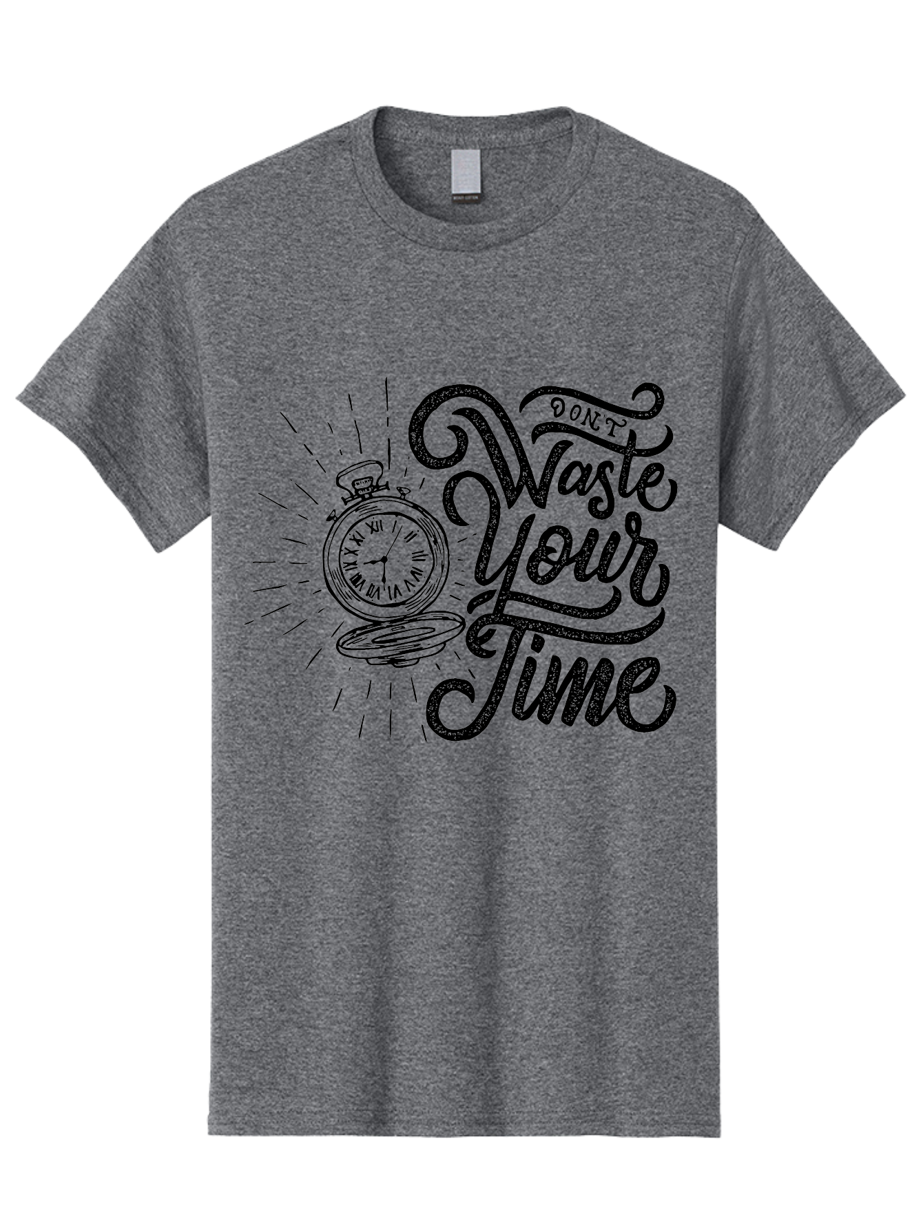 Don-T-Waste-Your-Time-1 Men'S Graphic Tee, 100% Cotton, Comfortable Casual Summer Wear, Machine Washable, Pocket Watch, Motivational Quote, Time Management, Productivity, Inspirational Saying, Vintage Clock, Productivity Tip, Time Is Money Aab243