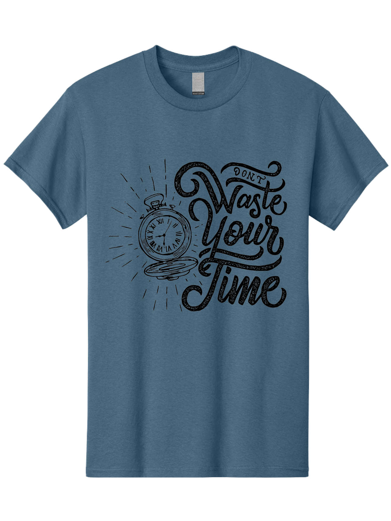 Don-T-Waste-Your-Time-1 Men'S Graphic Tee, 100% Cotton, Comfortable Casual Summer Wear, Machine Washable, Pocket Watch, Motivational Quote, Time Management, Productivity, Inspirational Saying, Vintage Clock, Productivity Tip, Time Is Money Aab243