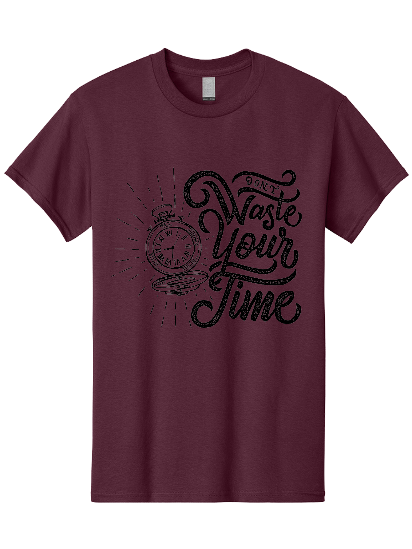 Don-T-Waste-Your-Time-1 Men'S Graphic Tee, 100% Cotton, Comfortable Casual Summer Wear, Machine Washable, Pocket Watch, Motivational Quote, Time Management, Productivity, Inspirational Saying, Vintage Clock, Productivity Tip, Time Is Money Aab243