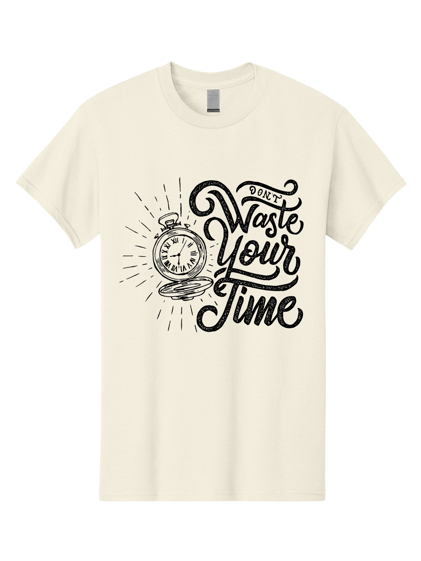 Don-T-Waste-Your-Time-1 Men'S Graphic Tee, 100% Cotton, Comfortable Casual Summer Wear, Machine Washable, Pocket Watch, Motivational Quote, Time Management, Productivity, Inspirational Saying, Vintage Clock, Productivity Tip, Time Is Money Aab243