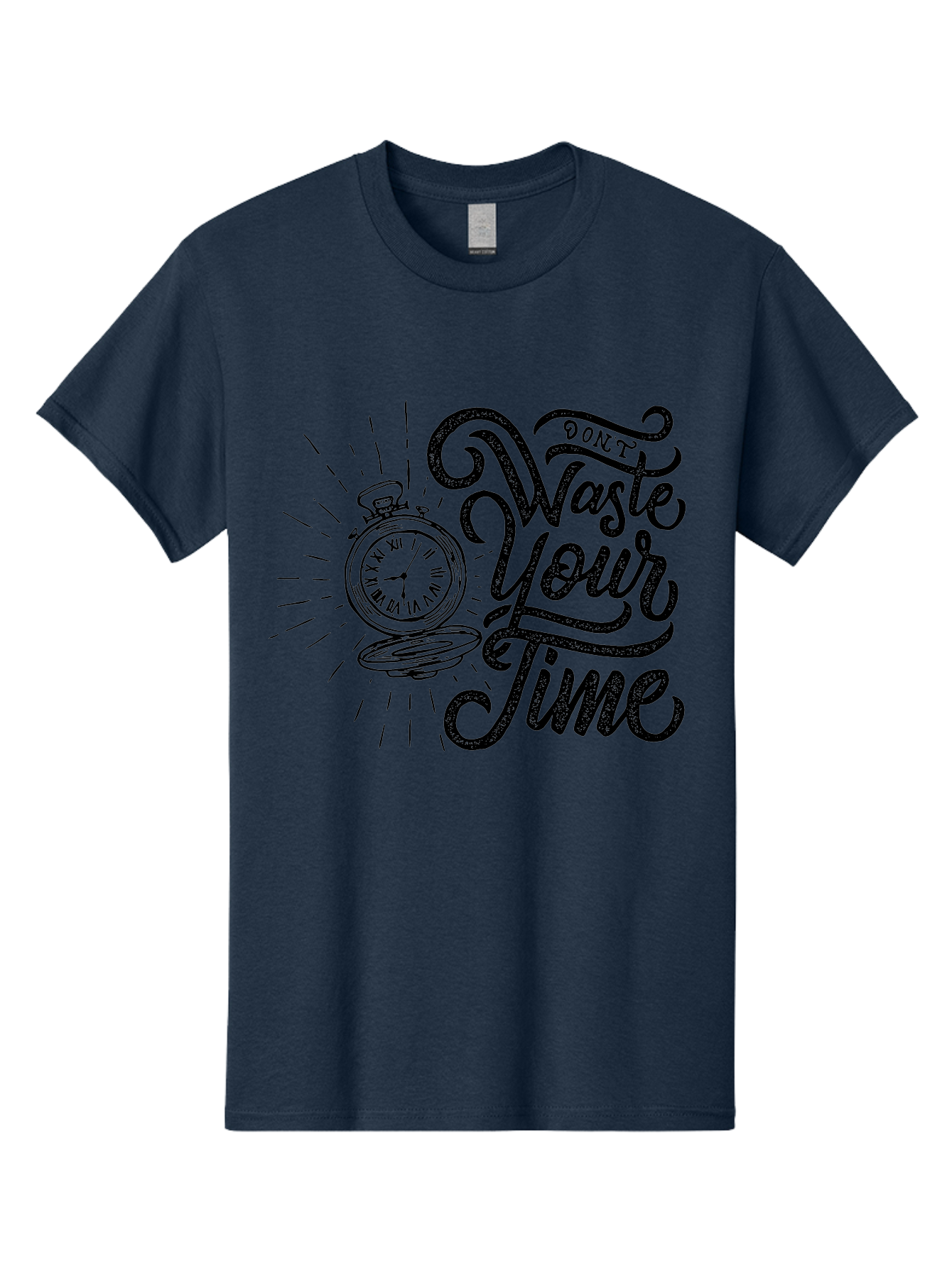 Don-T-Waste-Your-Time-1 Men'S Graphic Tee, 100% Cotton, Comfortable Casual Summer Wear, Machine Washable, Pocket Watch, Motivational Quote, Time Management, Productivity, Inspirational Saying, Vintage Clock, Productivity Tip, Time Is Money Aab243