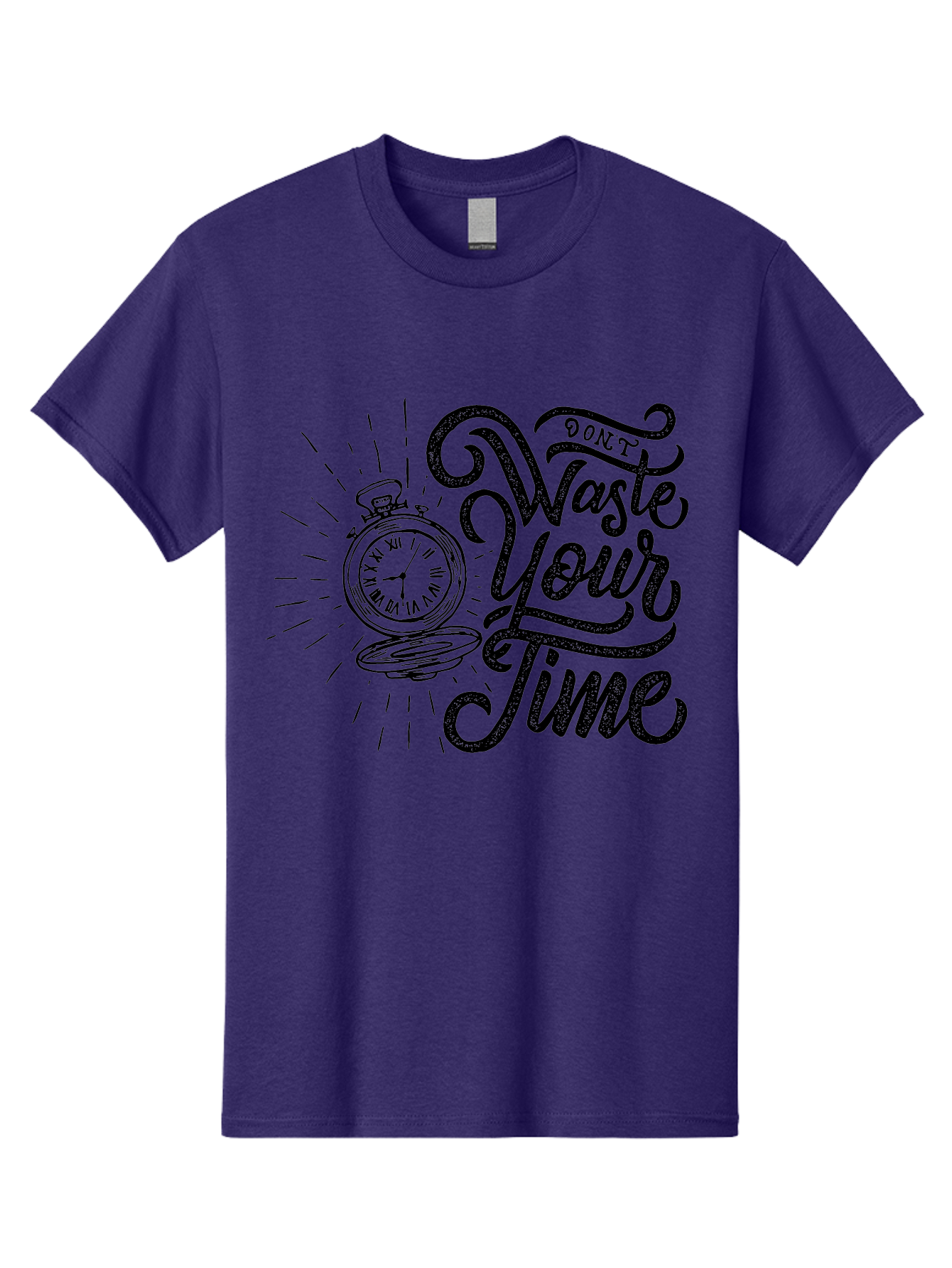 Don-T-Waste-Your-Time-1 Men'S Graphic Tee, 100% Cotton, Comfortable Casual Summer Wear, Machine Washable, Pocket Watch, Motivational Quote, Time Management, Productivity, Inspirational Saying, Vintage Clock, Productivity Tip, Time Is Money Aab243