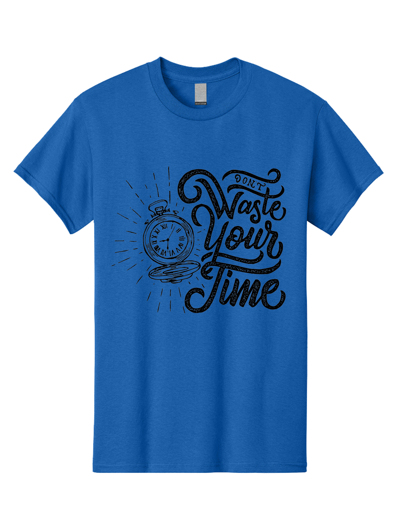 Don-T-Waste-Your-Time-1 Men'S Graphic Tee, 100% Cotton, Comfortable Casual Summer Wear, Machine Washable, Pocket Watch, Motivational Quote, Time Management, Productivity, Inspirational Saying, Vintage Clock, Productivity Tip, Time Is Money Aab243
