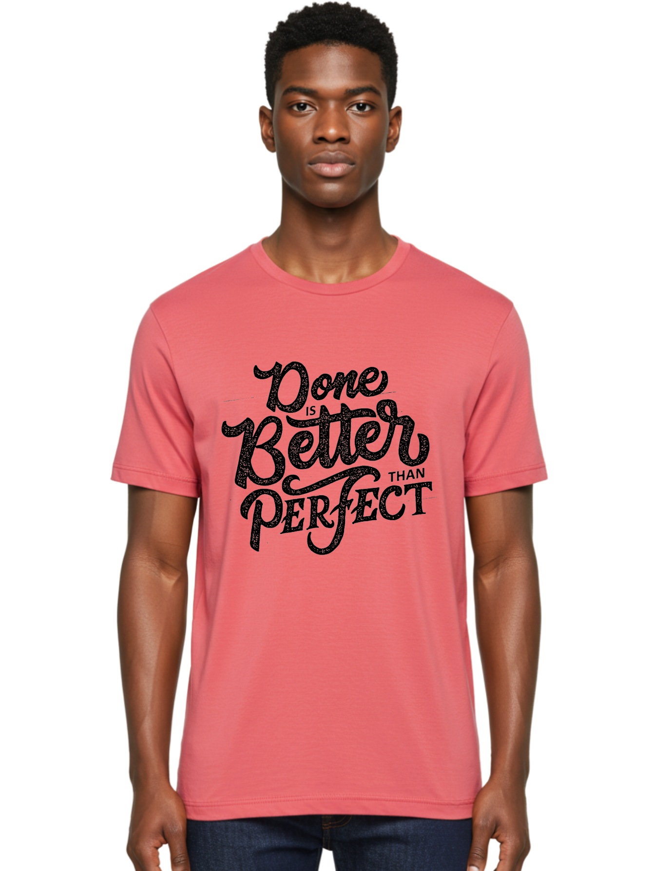 Done-Is-Better-Than-Perfect-1 Men'S Graphic Tee, 100% Cotton, Comfortable Casual Summer Wear, Machine Washable, Motivational Quote, Productivity, Task Completion, Perfectionism, Done Is Better, Self-Improvement, Productivity Tips, Aab245