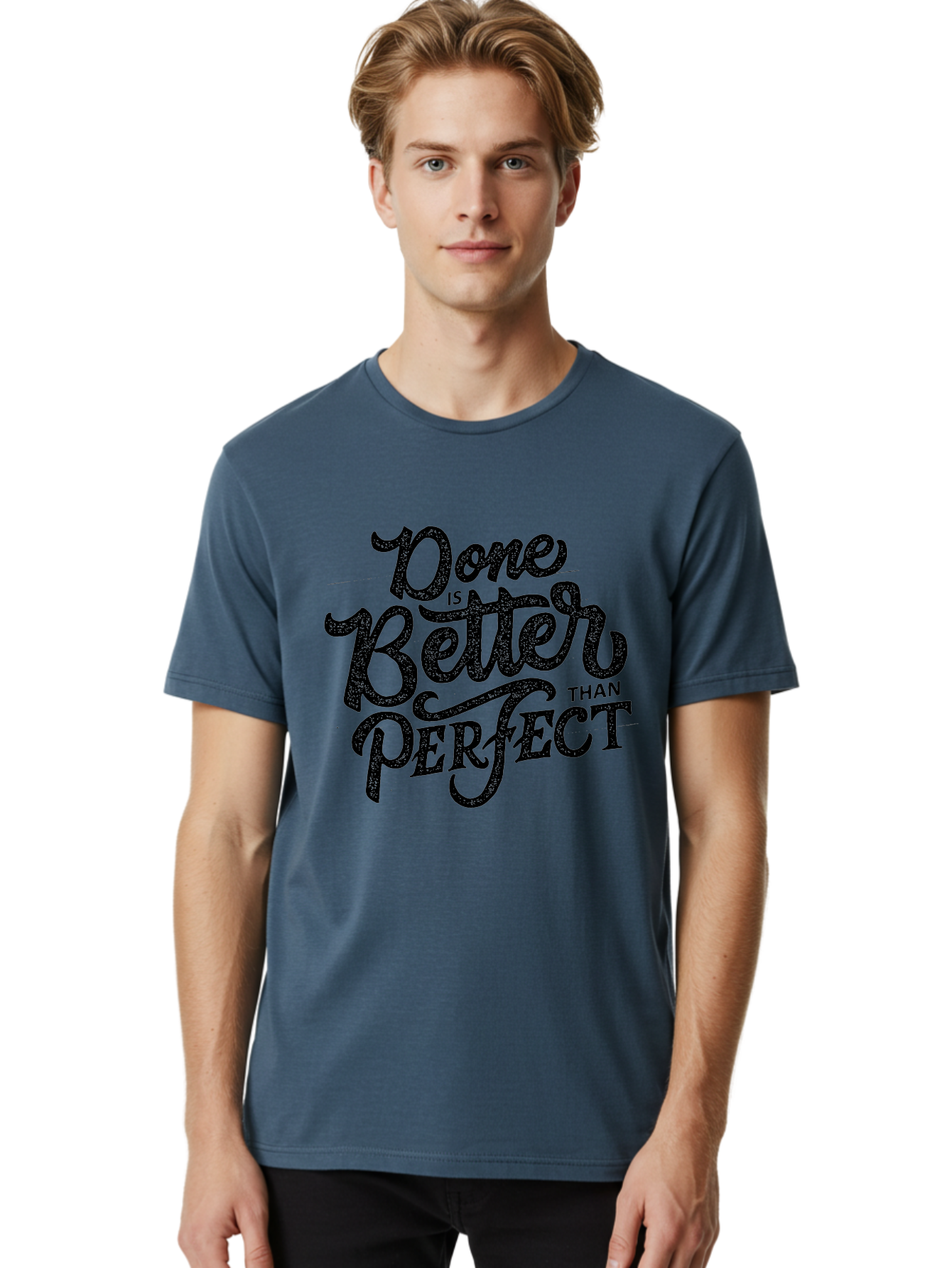 Done-Is-Better-Than-Perfect-1 Men'S Graphic Tee, 100% Cotton, Comfortable Casual Summer Wear, Machine Washable, Motivational Quote, Productivity, Task Completion, Perfectionism, Done Is Better, Self-Improvement, Productivity Tips, Aab245