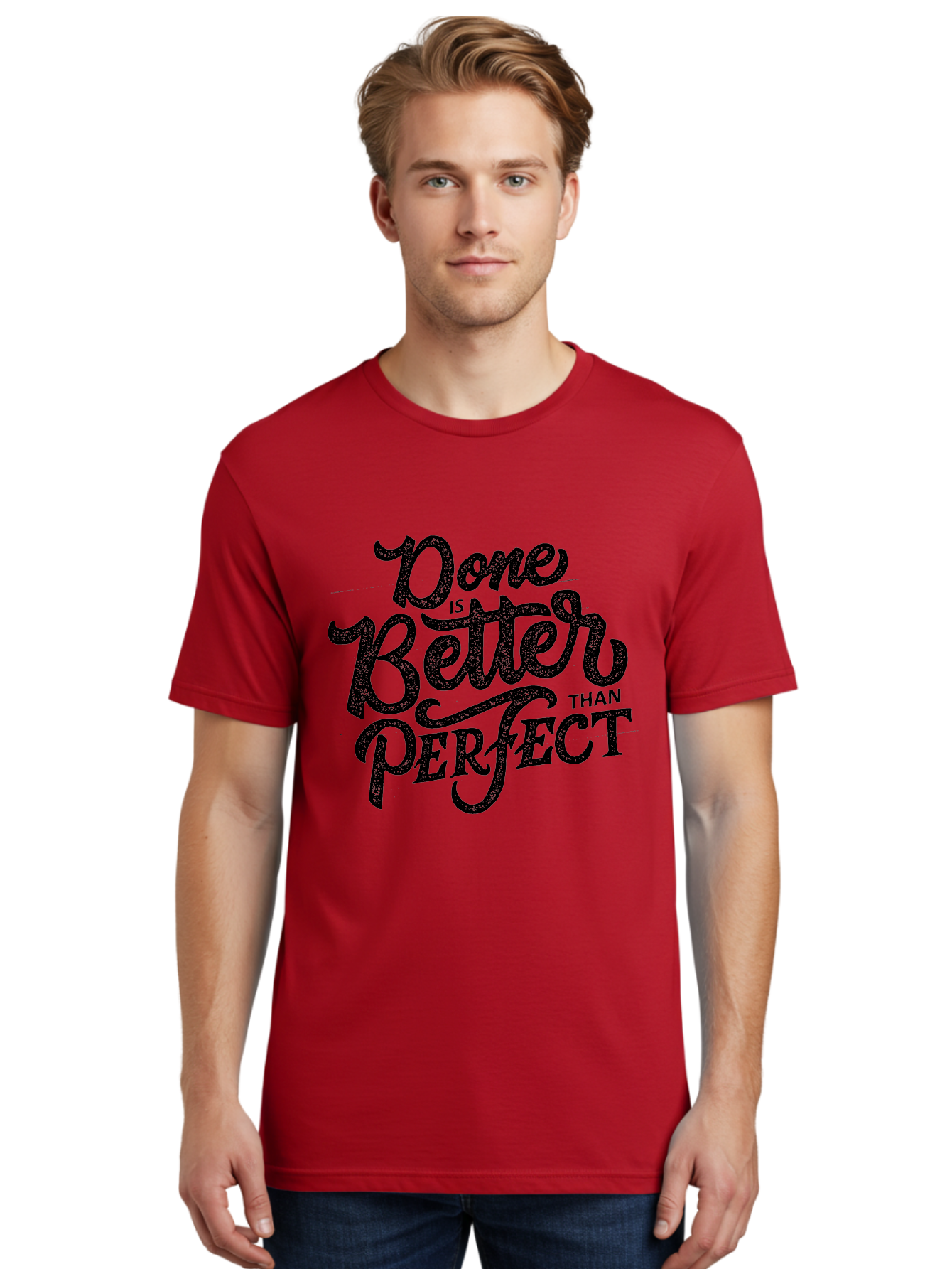 Done-Is-Better-Than-Perfect-1 Men'S Graphic Tee, 100% Cotton, Comfortable Casual Summer Wear, Machine Washable, Motivational Quote, Productivity, Task Completion, Perfectionism, Done Is Better, Self-Improvement, Productivity Tips, Aab245
