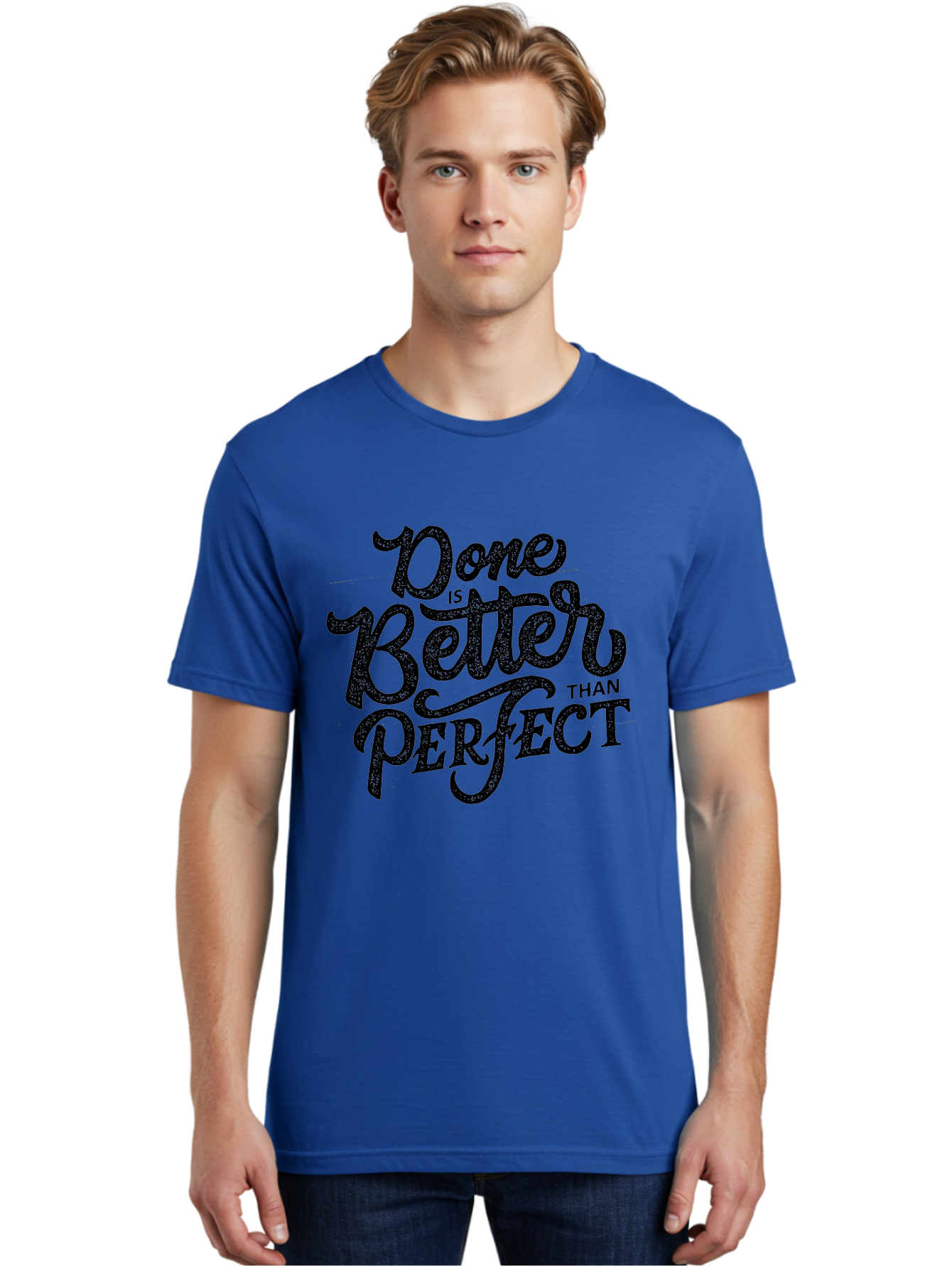 Done-Is-Better-Than-Perfect-1 Men'S Graphic Tee, 100% Cotton, Comfortable Casual Summer Wear, Machine Washable, Motivational Quote, Productivity, Task Completion, Perfectionism, Done Is Better, Self-Improvement, Productivity Tips, Aab245