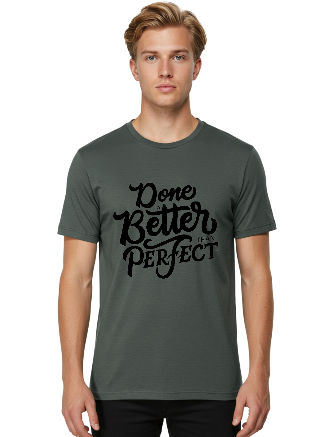 Done-Is-Better-Than-Perfect Men'S Graphic Tee, 100% Cotton, Comfortable Casual Summer Wear, Machine Washable, Motivational Quote, Productivity, Success, Inspiration, Done Is Better Than Perfect, Business, Creativity, Productivity Tips, Aab246