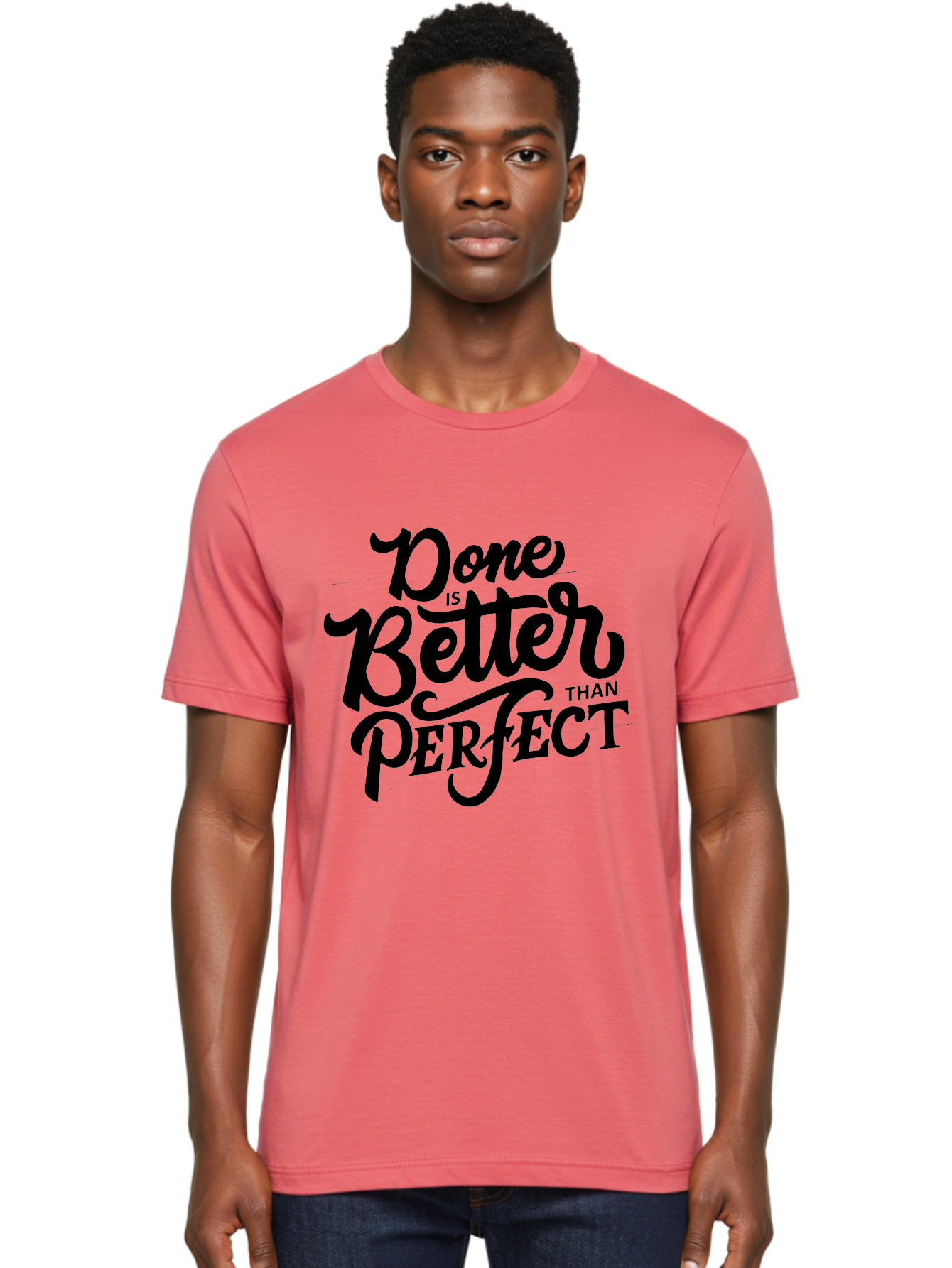 Done-Is-Better-Than-Perfect Men'S Graphic Tee, 100% Cotton, Comfortable Casual Summer Wear, Machine Washable, Motivational Quote, Productivity, Success, Inspiration, Done Is Better Than Perfect, Business, Creativity, Productivity Tips, Aab246