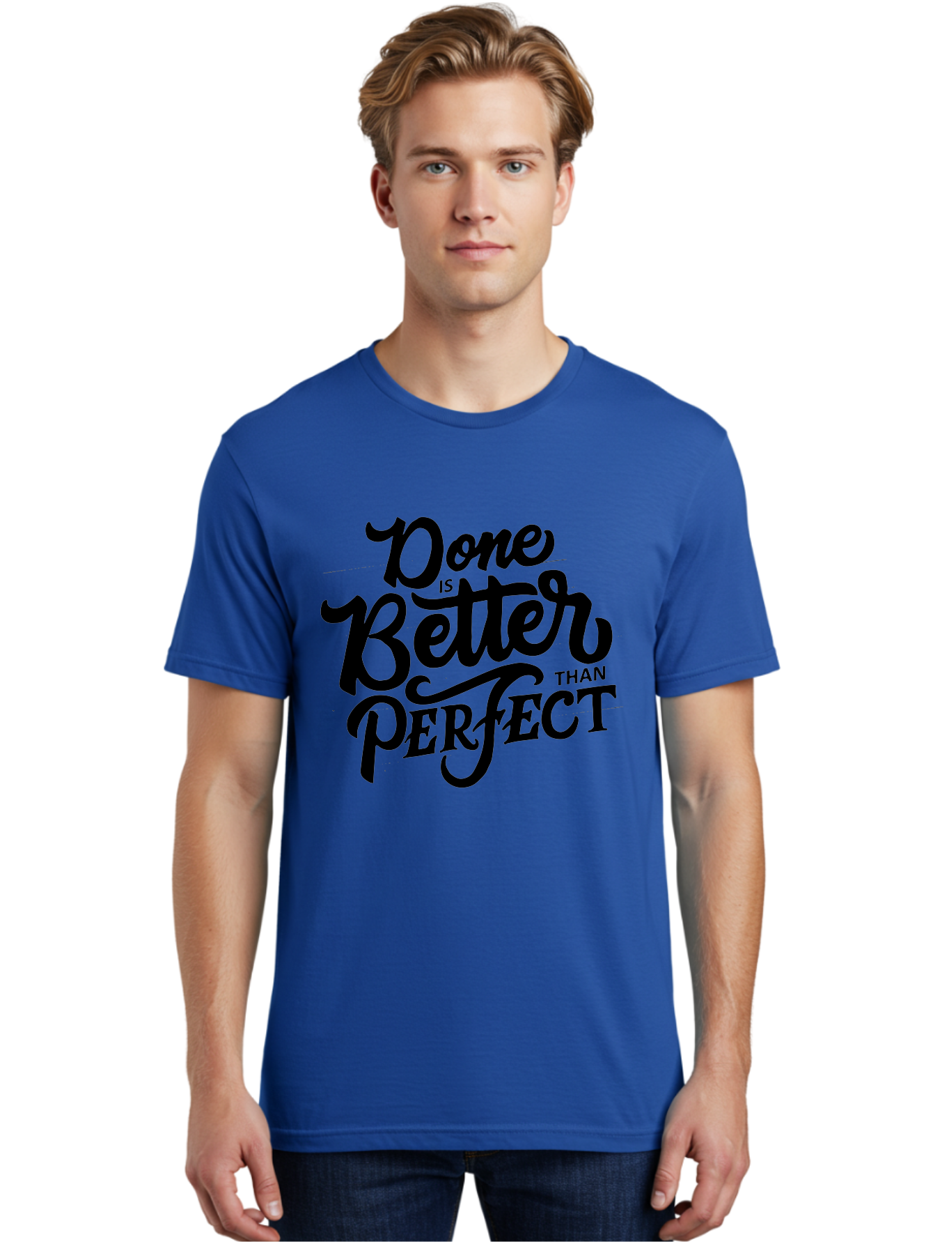 Done-Is-Better-Than-Perfect Men'S Graphic Tee, 100% Cotton, Comfortable Casual Summer Wear, Machine Washable, Motivational Quote, Productivity, Success, Inspiration, Done Is Better Than Perfect, Business, Creativity, Productivity Tips, Aab246