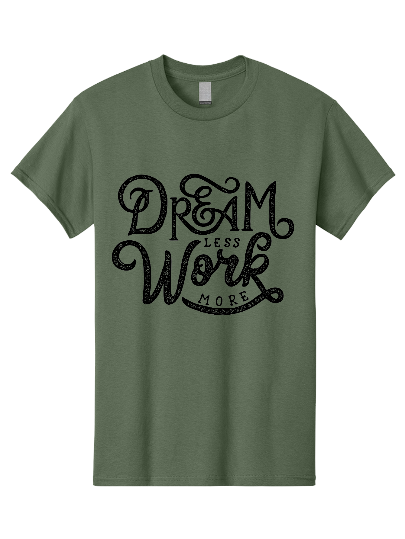 Dream-Less-Work-More-1 Men'S Graphic Tee, 100% Cotton, Comfortable Casual Summer Wear, Machine Washable, Inspirational Quote, Motivational Phrase, Dream Less Work More, Stylized Typography, Creative Font, Positive Vibes, Productivity Hack, Aab247