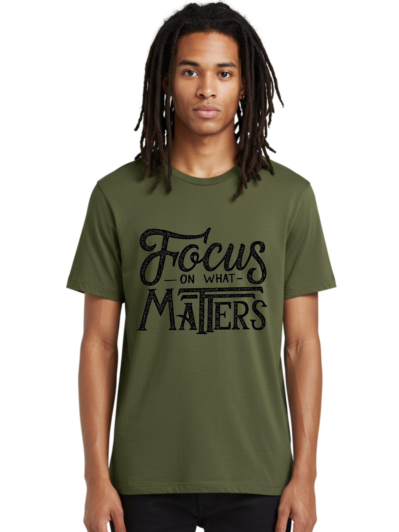 Focus-On-What-Matters-1 Men'S Graphic Tee, 100% Cotton, Comfortable Casual Summer Wear, Machine Washable, Motivational Quote, Inspirational Phrase, Focus On What Matters, Positive Affirmation, Typography, Productivity Tip, Aab249