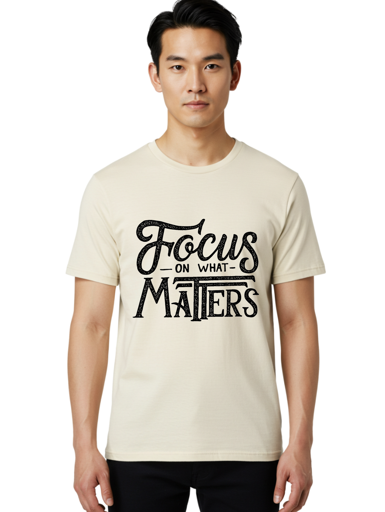 Focus-On-What-Matters-1 Men'S Graphic Tee, 100% Cotton, Comfortable Casual Summer Wear, Machine Washable, Motivational Quote, Inspirational Phrase, Focus On What Matters, Positive Affirmation, Typography, Productivity Tip, Aab249