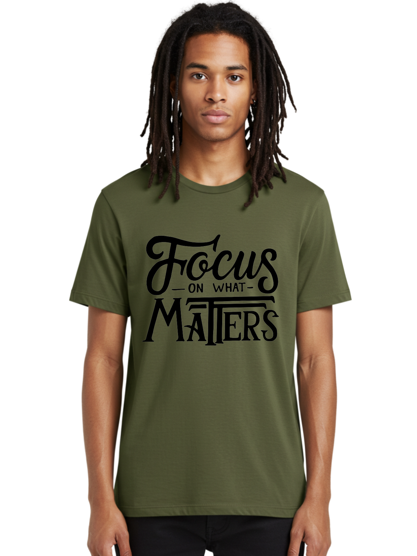 Focus-On-What-Matters Men'S Graphic Tee, 100% Cotton, Comfortable Casual Summer Wear, Machine Washable, Motivational Quote, Inspirational Phrase, Focus On Goals, Productivity Tips, Positive Affirmation, Self Improvement, Success Mindset, Aab250