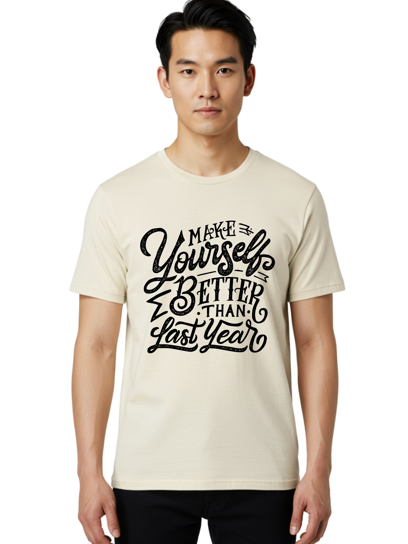Make-Yourself-Better-1 Men'S Graphic Tee, 100% Cotton, Comfortable Casual Summer Wear, Machine Washable, Motivational Quote, Self-Improvement, Inspirational Words, Personal Growth, Positive Affirmation, New Year Resolution Aab251