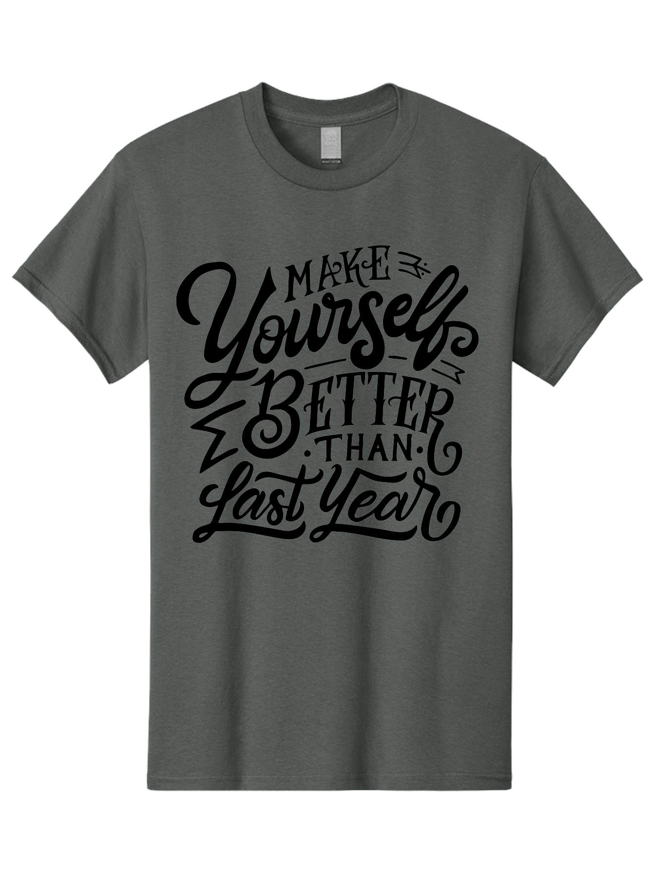 Make-Yourself-Better Men'S Graphic Tee, 100% Cotton, Comfortable Casual Summer Wear, Machine Washable, Inspirational Quote, Motivational Phrase, Self-Improvement, Personal Growth, New Year Resolution, Goal Setting, Motivation, Success, Aab252