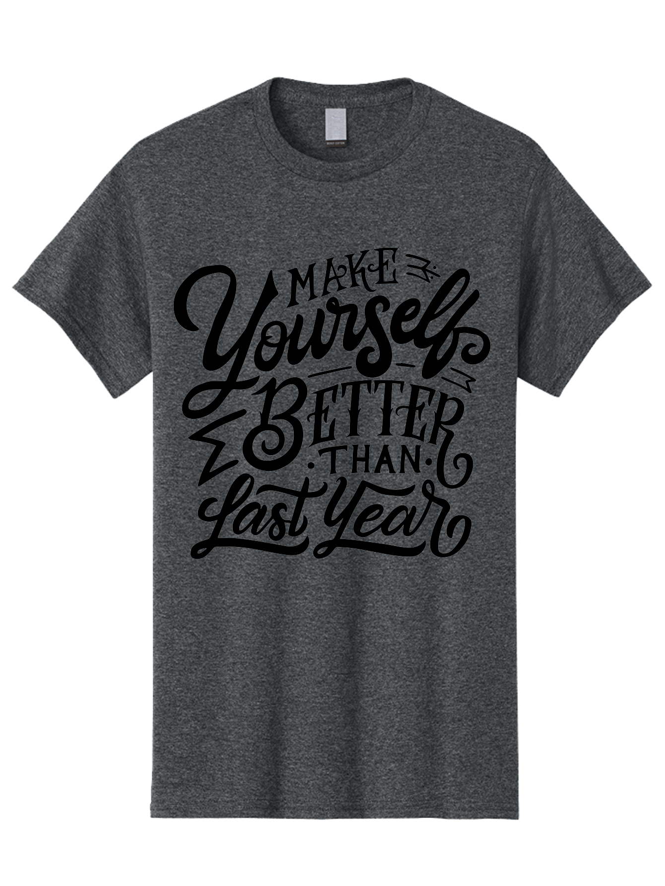 Make-Yourself-Better Men'S Graphic Tee, 100% Cotton, Comfortable Casual Summer Wear, Machine Washable, Inspirational Quote, Motivational Phrase, Self-Improvement, Personal Growth, New Year Resolution, Goal Setting, Motivation, Success, Aab252