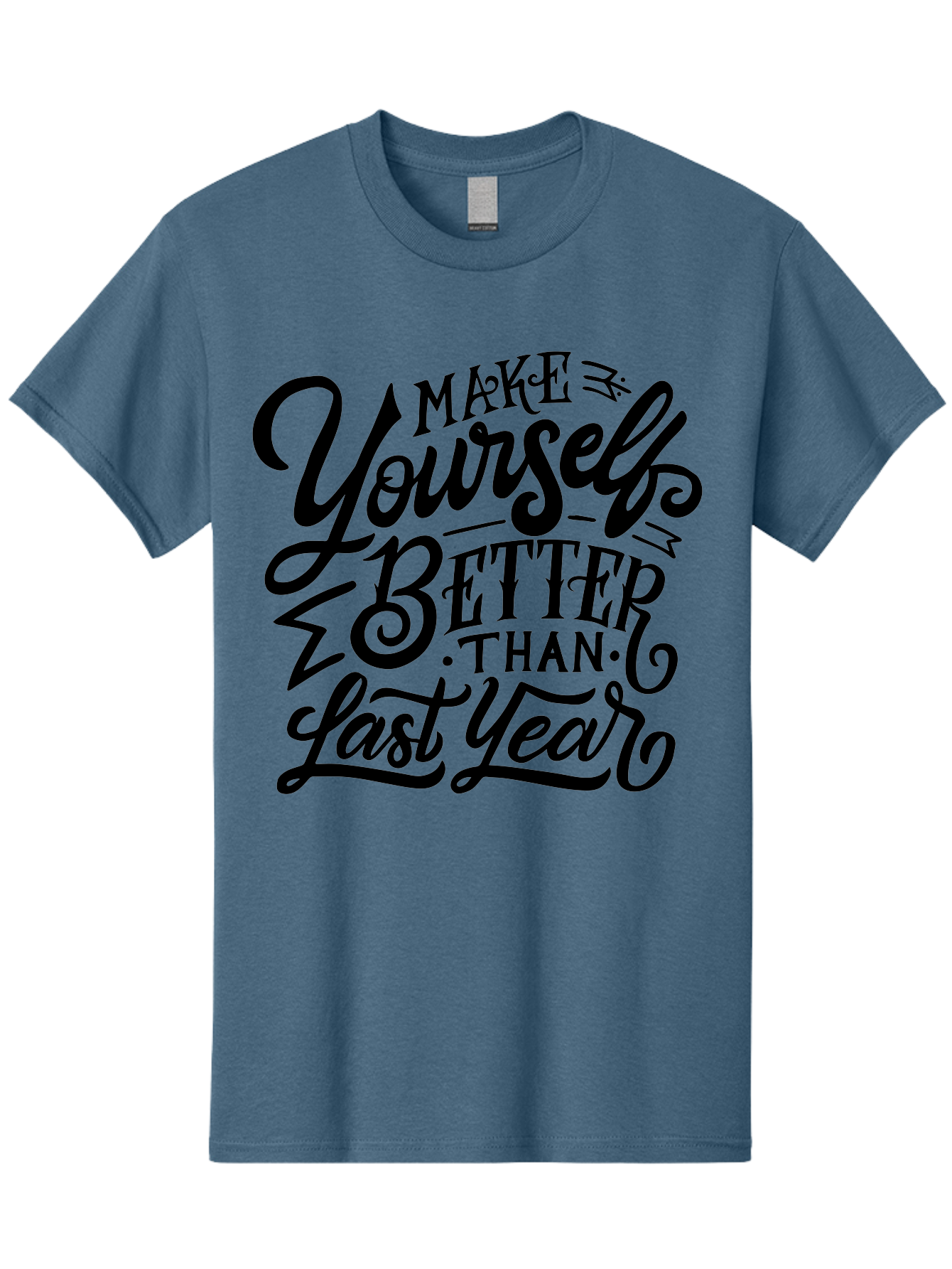 Make-Yourself-Better Men'S Graphic Tee, 100% Cotton, Comfortable Casual Summer Wear, Machine Washable, Inspirational Quote, Motivational Phrase, Self-Improvement, Personal Growth, New Year Resolution, Goal Setting, Motivation, Success, Aab252