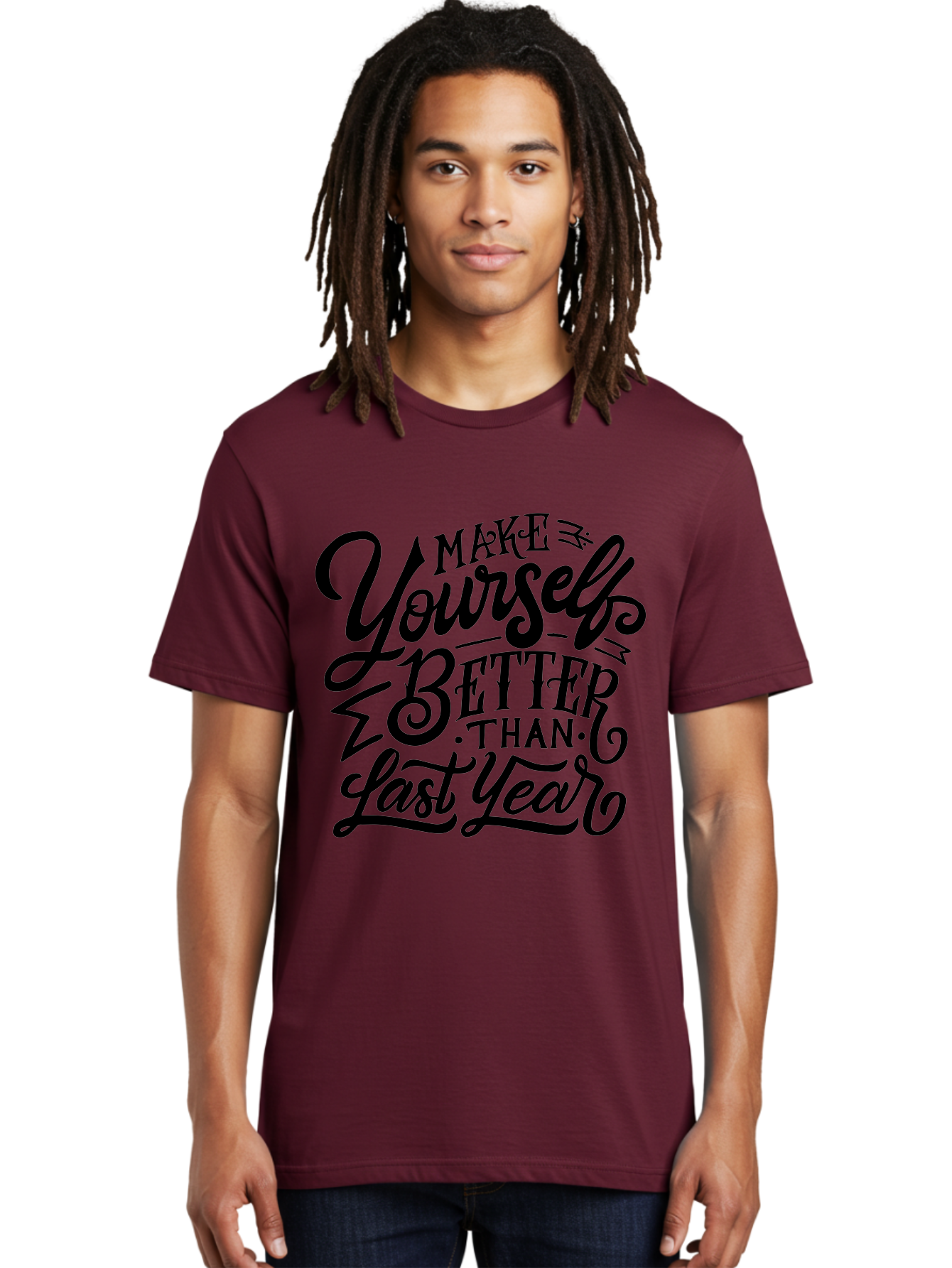 Make-Yourself-Better Men'S Graphic Tee, 100% Cotton, Comfortable Casual Summer Wear, Machine Washable, Inspirational Quote, Motivational Phrase, Self-Improvement, Personal Growth, New Year Resolution, Goal Setting, Motivation, Success, Aab252