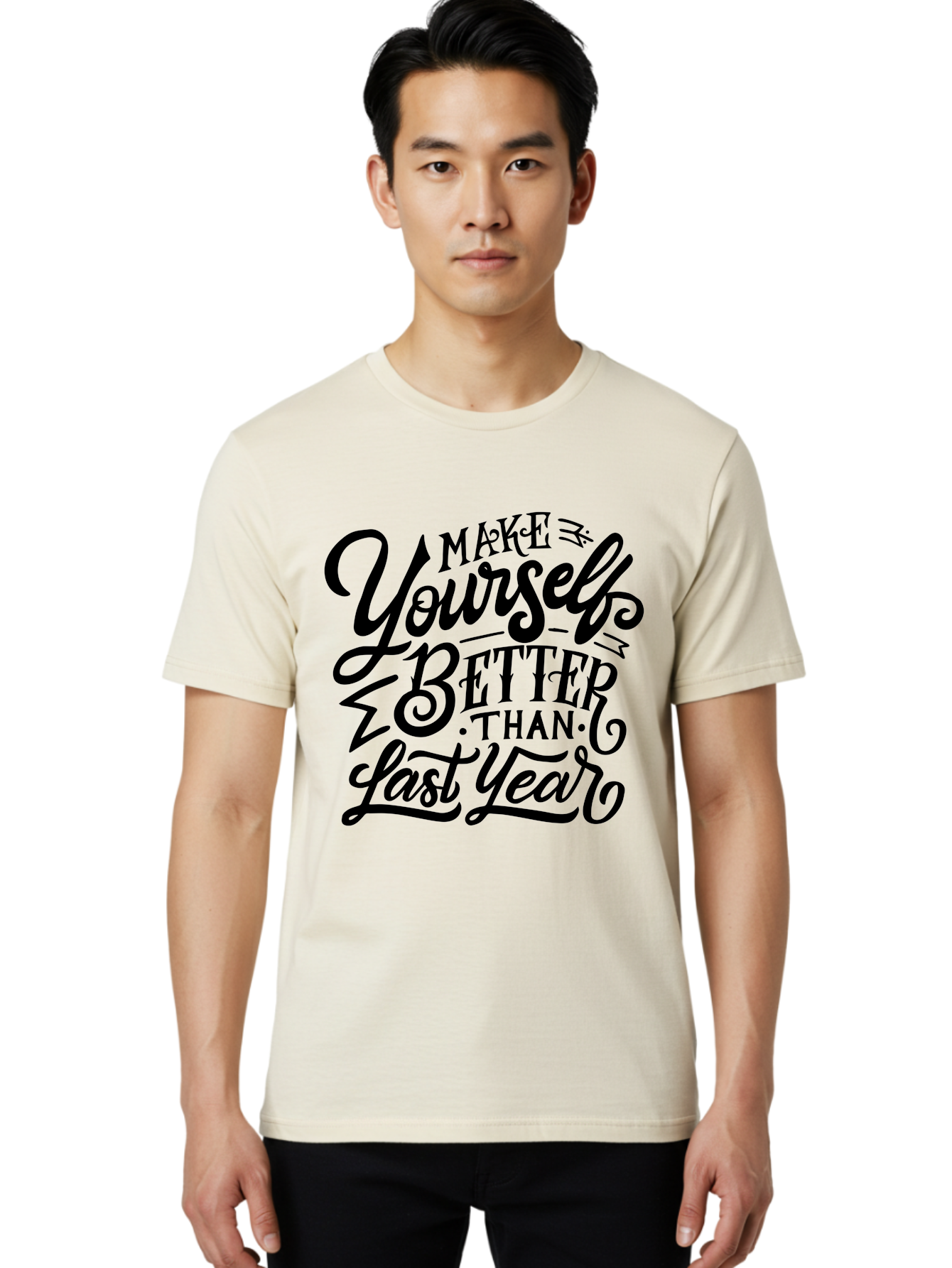 Make-Yourself-Better Men'S Graphic Tee, 100% Cotton, Comfortable Casual Summer Wear, Machine Washable, Inspirational Quote, Motivational Phrase, Self-Improvement, Personal Growth, New Year Resolution, Goal Setting, Motivation, Success, Aab252