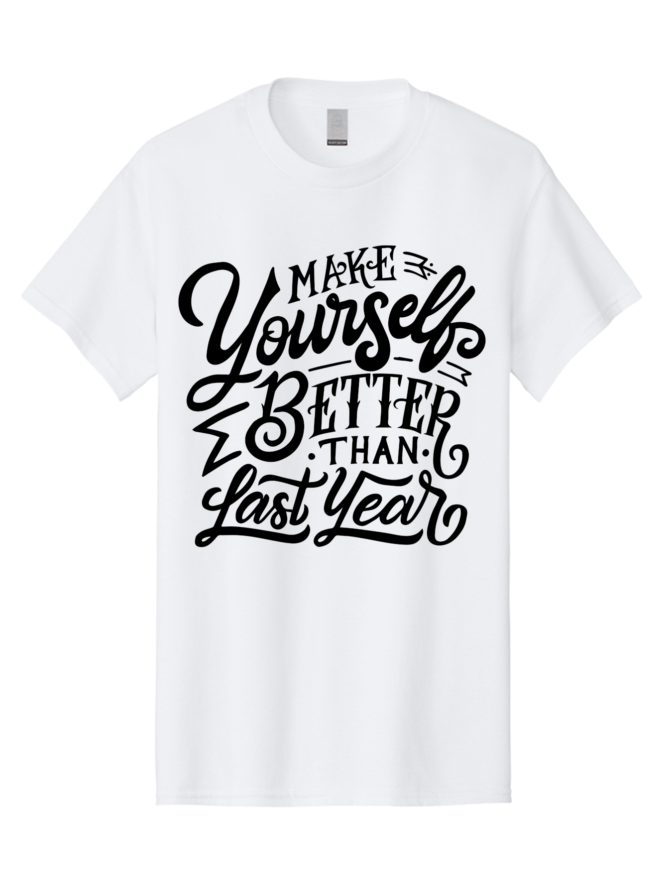 Make-Yourself-Better Men'S Graphic Tee, 100% Cotton, Comfortable Casual Summer Wear, Machine Washable, Inspirational Quote, Motivational Phrase, Self-Improvement, Personal Growth, New Year Resolution, Goal Setting, Motivation, Success, Aab252