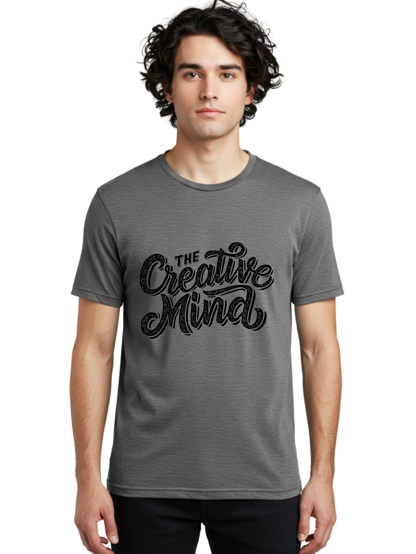 The-Creative-Mind Men'S Graphic Tee, 100% Cotton, Comfortable Casual Summer Wear, Machine Washable, Creative Thinking, Artistic Expression, Imagination, Inspiration, Motivational Quote, Artistic Typography, Creative Design Aab254