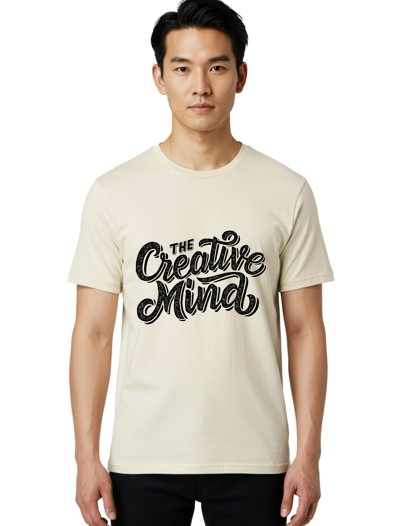The-Creative-Mind Men'S Graphic Tee, 100% Cotton, Comfortable Casual Summer Wear, Machine Washable, Creative Thinking, Artistic Expression, Imagination, Inspiration, Motivational Quote, Artistic Typography, Creative Design Aab254