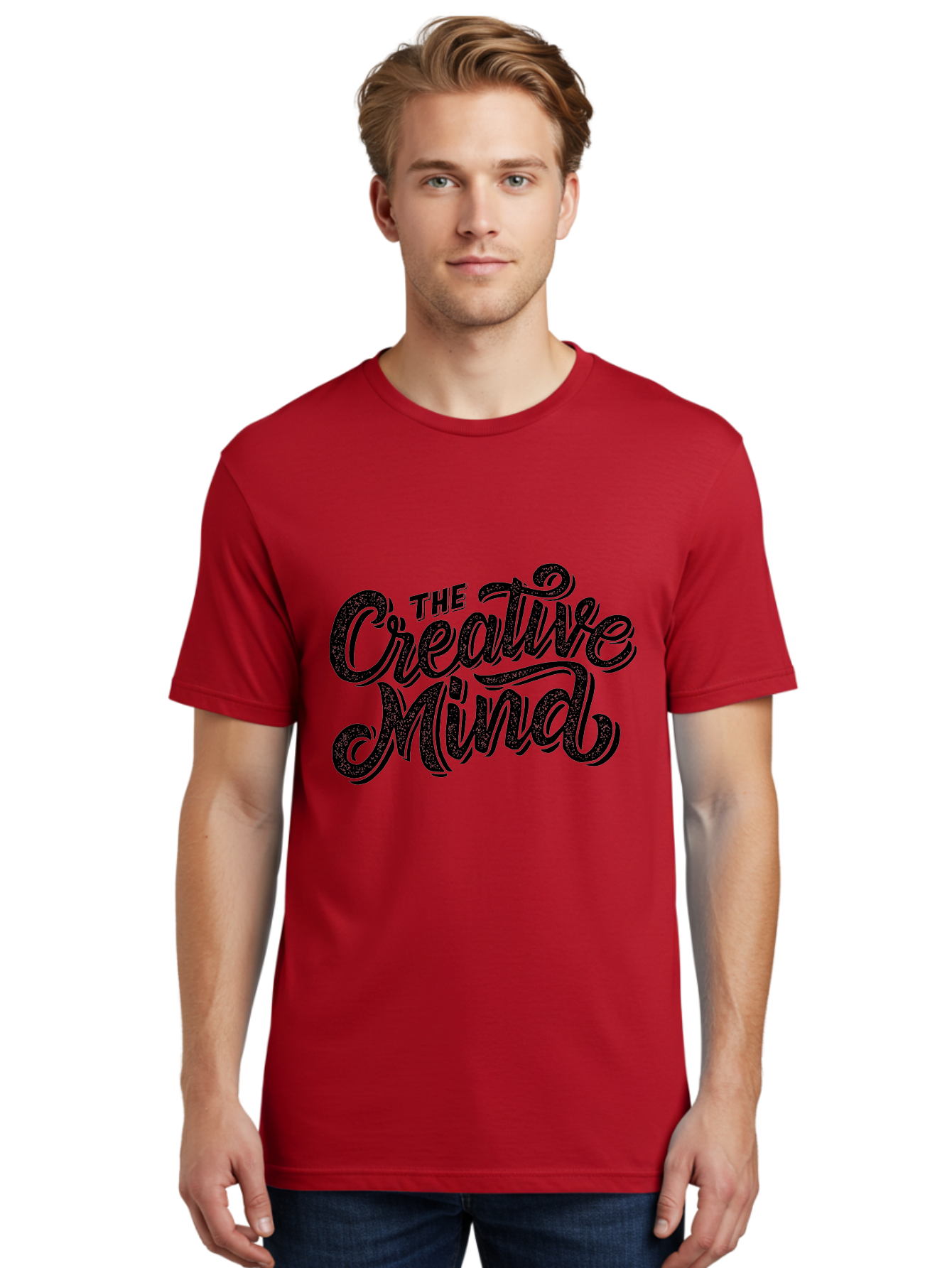 The-Creative-Mind Men'S Graphic Tee, 100% Cotton, Comfortable Casual Summer Wear, Machine Washable, Creative Thinking, Artistic Expression, Imagination, Inspiration, Motivational Quote, Artistic Typography, Creative Design Aab254