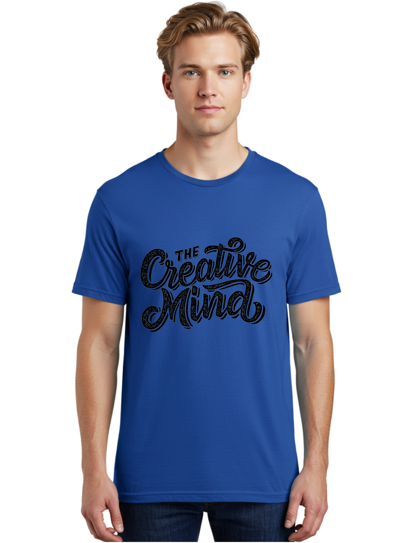 The-Creative-Mind Men'S Graphic Tee, 100% Cotton, Comfortable Casual Summer Wear, Machine Washable, Creative Thinking, Artistic Expression, Imagination, Inspiration, Motivational Quote, Artistic Typography, Creative Design Aab254