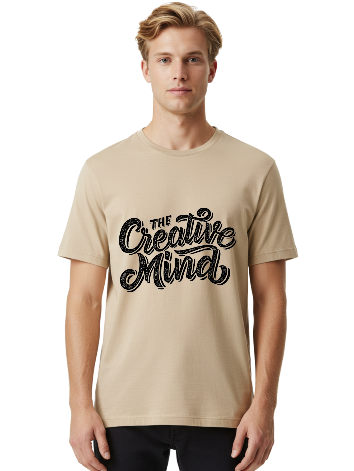 The-Creative-Mind Men'S Graphic Tee, 100% Cotton, Comfortable Casual Summer Wear, Machine Washable, Creative Thinking, Artistic Expression, Imagination, Inspiration, Motivational Quote, Artistic Typography, Creative Design Aab254