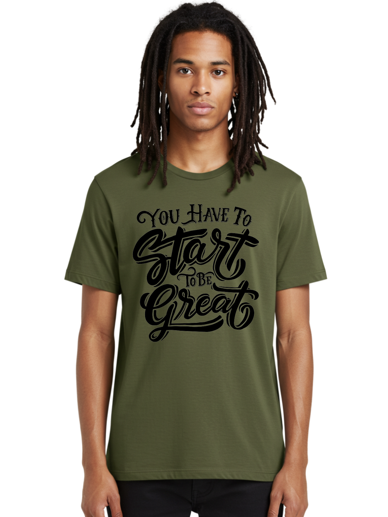 You-Have-To-Start-To-Be-Great-1 Men'S Graphic Tee, 100% Cotton, Comfortable Casual Summer Wear, Machine Washable, Motivational Quote, Inspiration, Success, Positivity, Self-Improvement, Empowerment, You Have To Start To Be Great, Aab255