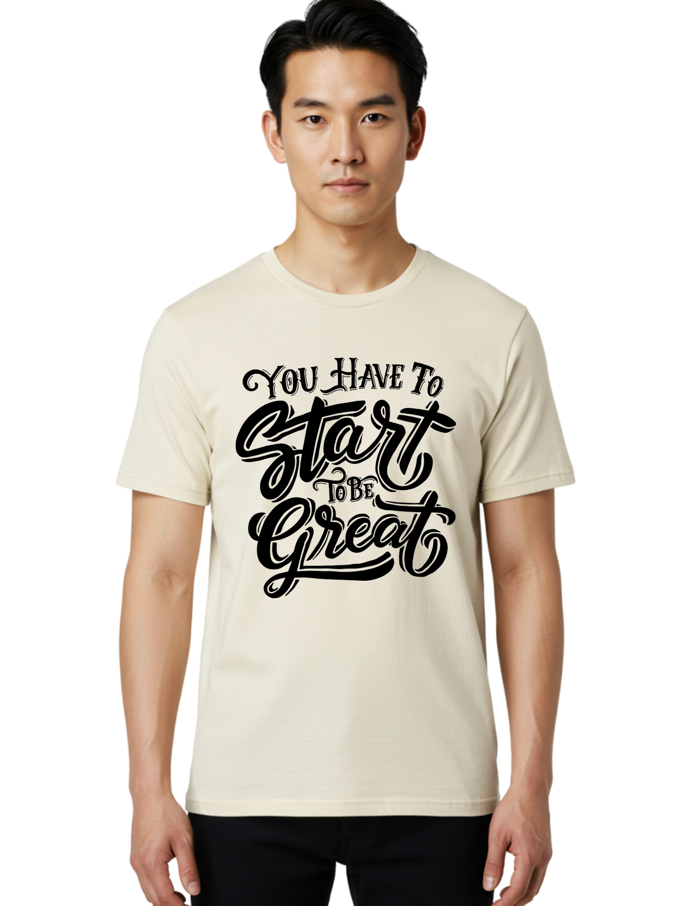You-Have-To-Start-To-Be-Great-1 Men'S Graphic Tee, 100% Cotton, Comfortable Casual Summer Wear, Machine Washable, Motivational Quote, Inspiration, Success, Positivity, Self-Improvement, Empowerment, You Have To Start To Be Great, Aab255