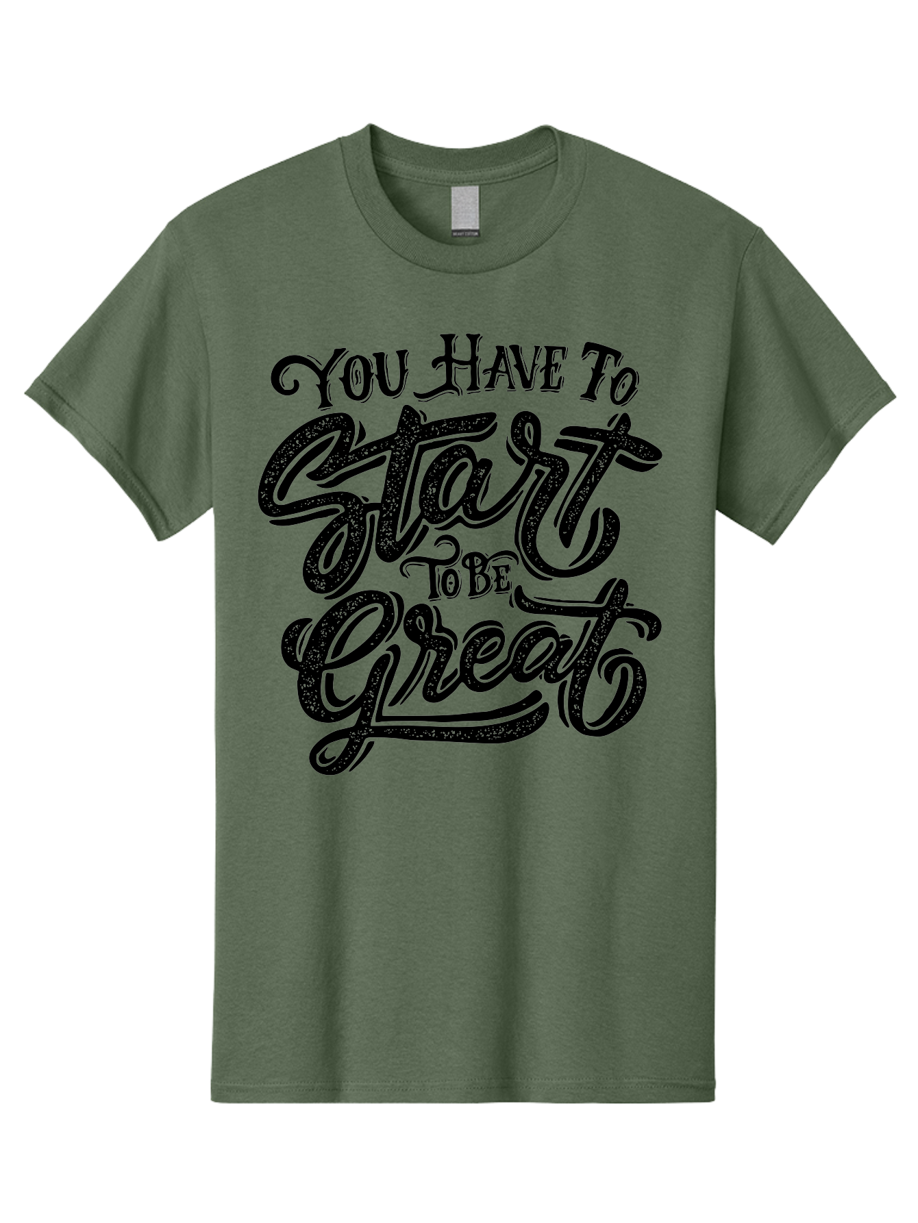 You-Have-To-Start-To-Be-Great Men'S Graphic Tee, 100% Cotton, Comfortable Casual Summer Wear, Machine Washable, Motivational Quote, Inspirational Words, Success Mantra, Achievement Motivation, Positive Affirmation, Great Start, Aab256