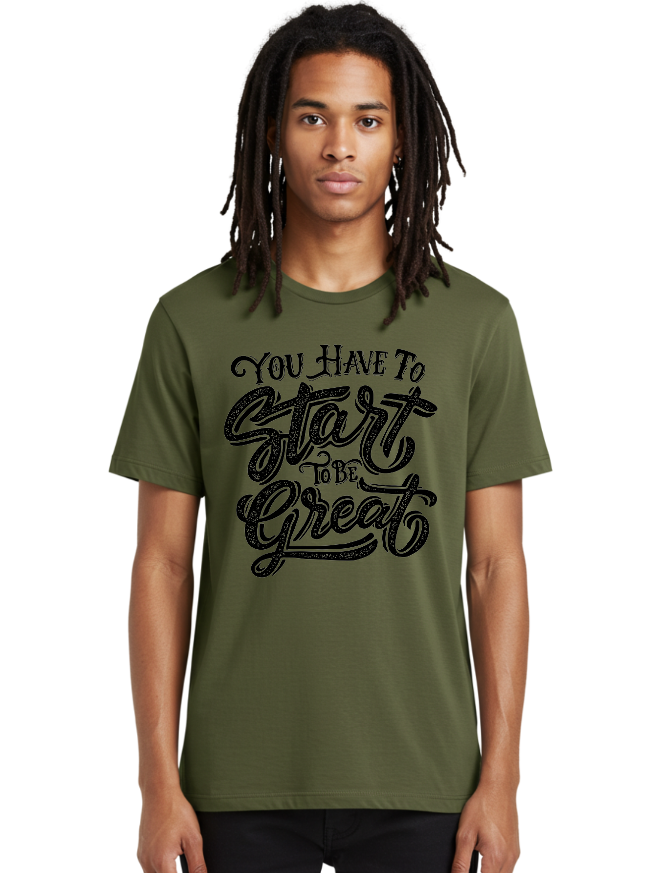 You-Have-To-Start-To-Be-Great Men'S Graphic Tee, 100% Cotton, Comfortable Casual Summer Wear, Machine Washable, Motivational Quote, Inspirational Words, Success Mantra, Achievement Motivation, Positive Affirmation, Great Start, Aab256