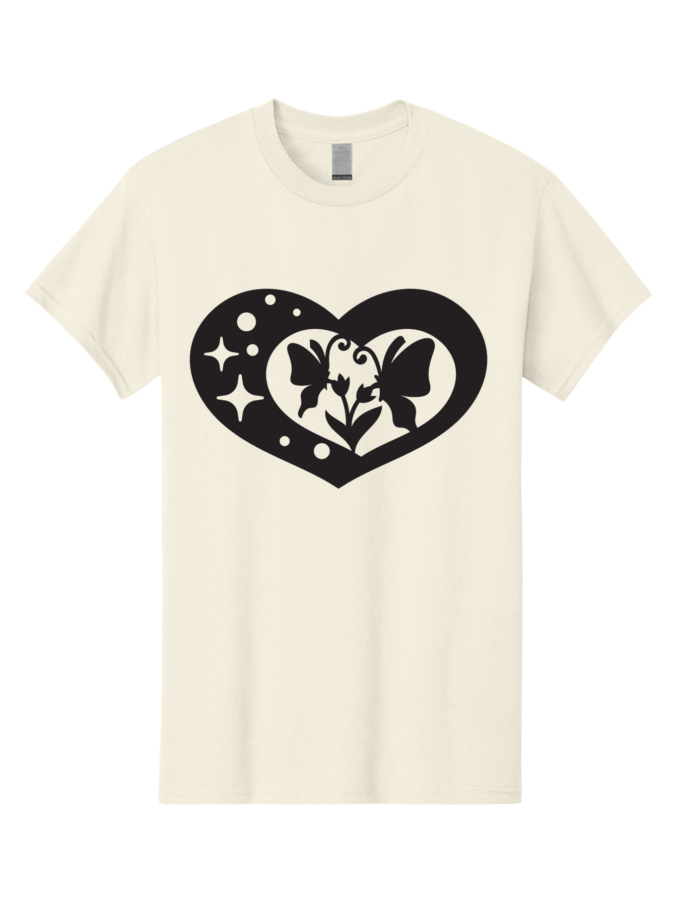 Butterfly-Heart Men'S Graphic Tee, 100% Cotton, Comfortable Casual Summer Wear, Machine Washable, Heart Shape, Butterfly Silhouette, Floral Design, Whimsical Graphics, Decorative Art, Symbolic Heart, Nature-Inspired, Mystical Charm, Aab259