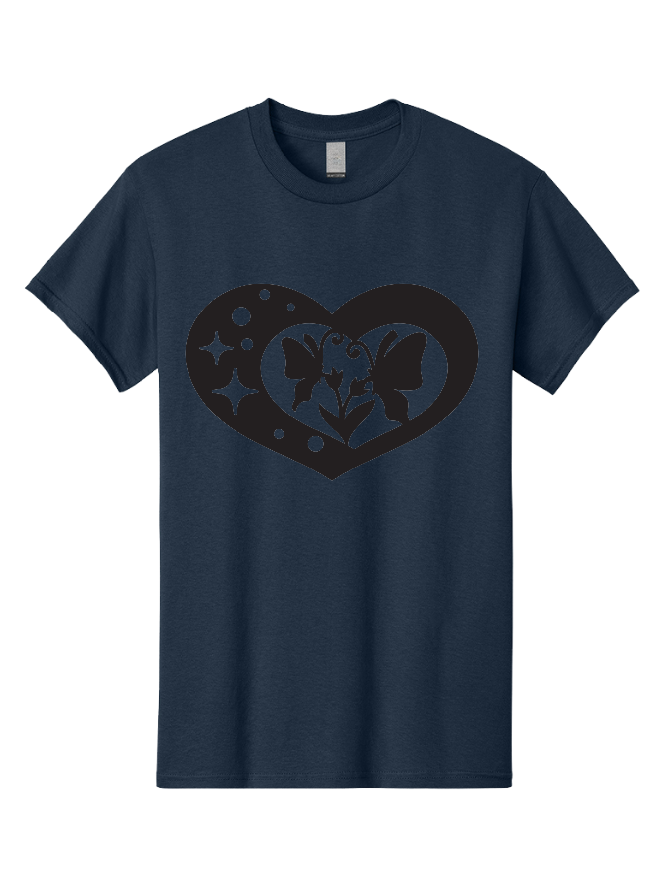 Butterfly-Heart Men'S Graphic Tee, 100% Cotton, Comfortable Casual Summer Wear, Machine Washable, Heart Shape, Butterfly Silhouette, Floral Design, Whimsical Graphics, Decorative Art, Symbolic Heart, Nature-Inspired, Mystical Charm, Aab259