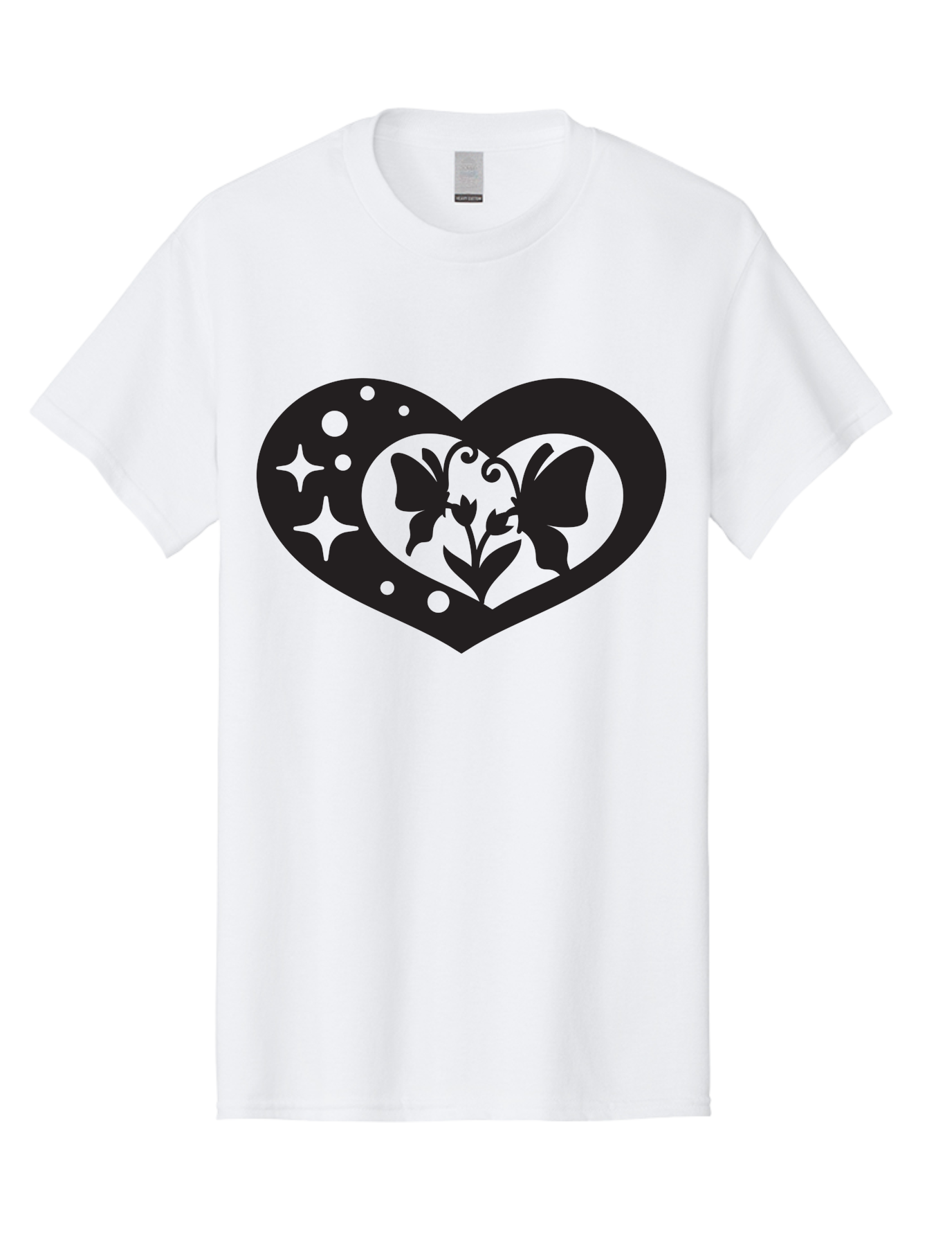 Butterfly-Heart Men'S Graphic Tee, 100% Cotton, Comfortable Casual Summer Wear, Machine Washable, Heart Shape, Butterfly Silhouette, Floral Design, Whimsical Graphics, Decorative Art, Symbolic Heart, Nature-Inspired, Mystical Charm, Aab259