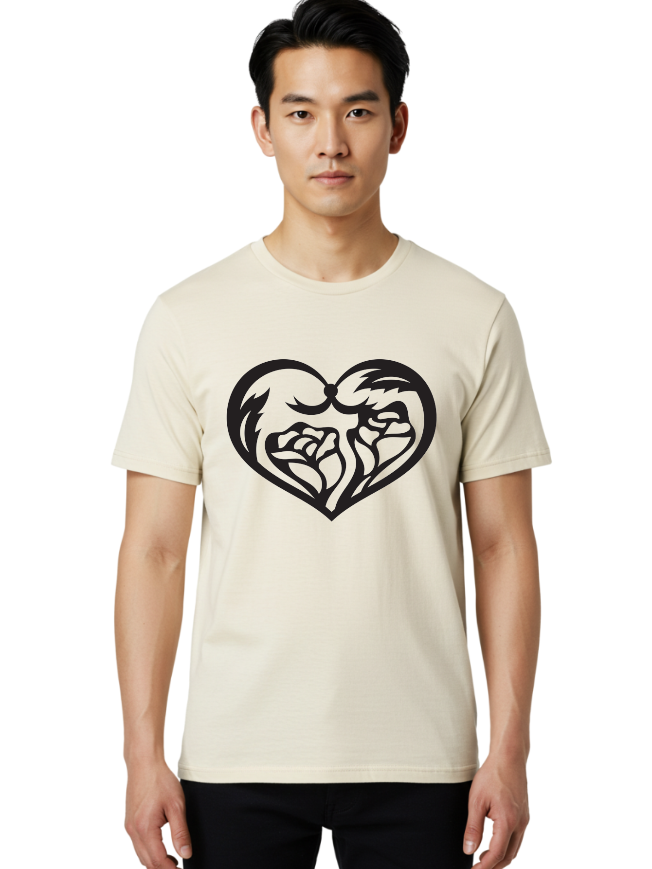 Clenched-Fists-Heart Men'S Graphic Tee, 100% Cotton, Comfortable Casual Summer Wear, Machine Washable, Clenched Fists, Heart Symbol, Strength, Power Symbol, Boxing Gloves, Aggression, Boxing Inspiration, Heart Art, Fist Bump Symbol, Aab260