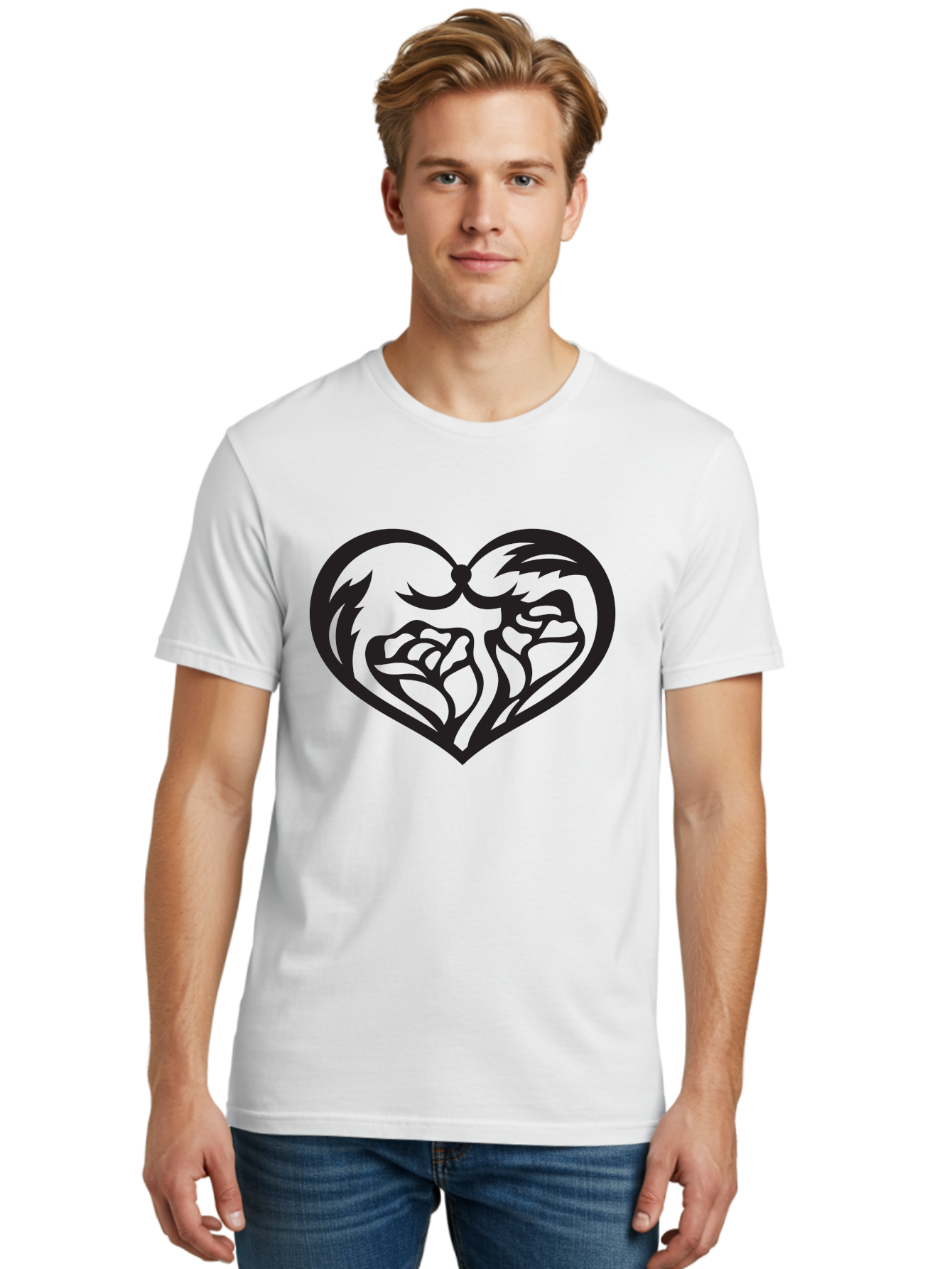 Clenched-Fists-Heart Men'S Graphic Tee, 100% Cotton, Comfortable Casual Summer Wear, Machine Washable, Clenched Fists, Heart Symbol, Strength, Power Symbol, Boxing Gloves, Aggression, Boxing Inspiration, Heart Art, Fist Bump Symbol, Aab260
